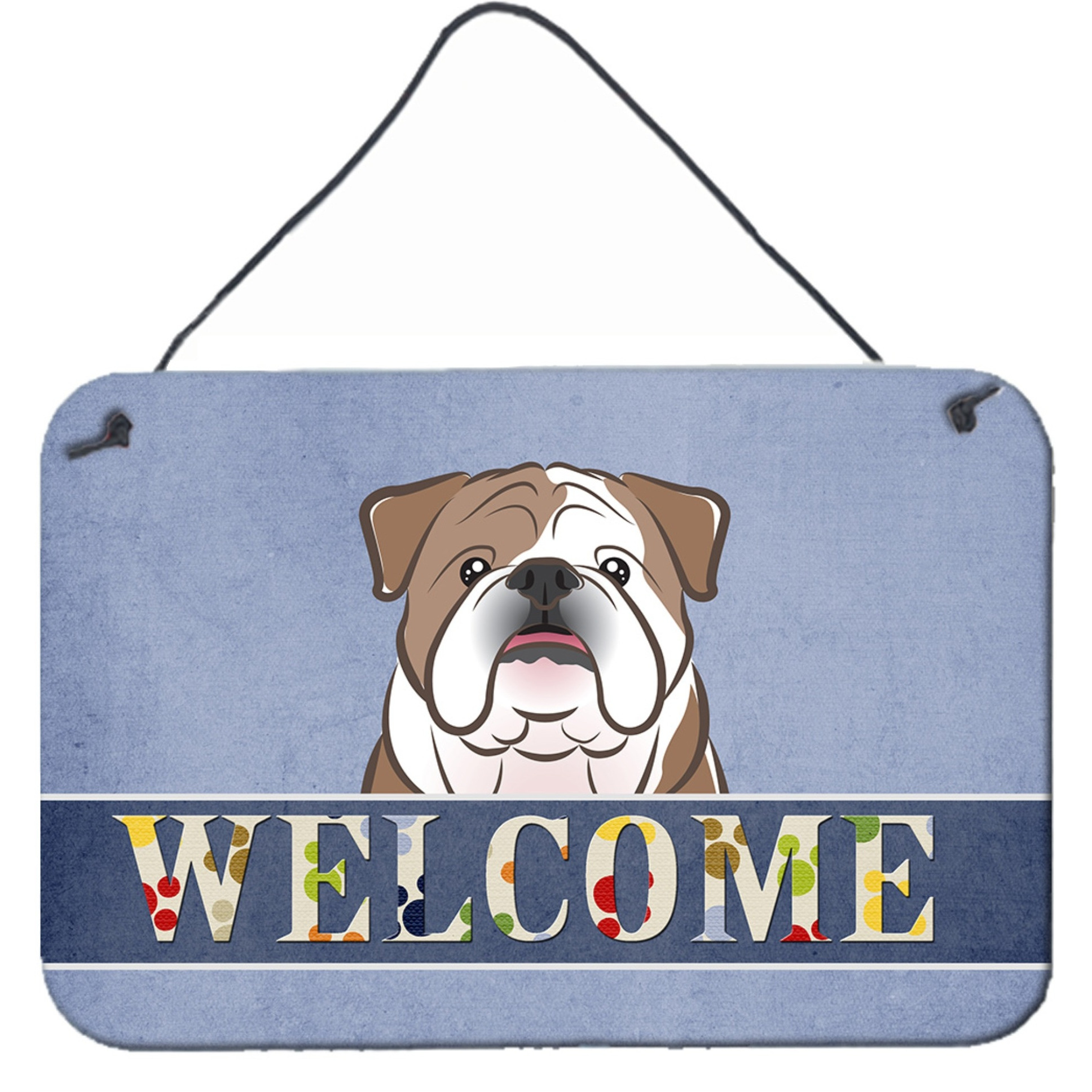 &quotCaroline's Treasures BB1405DS812 English Bulldog Welcome Wall or Door Hanging Prints, 8 x 12"", Multicolor"
