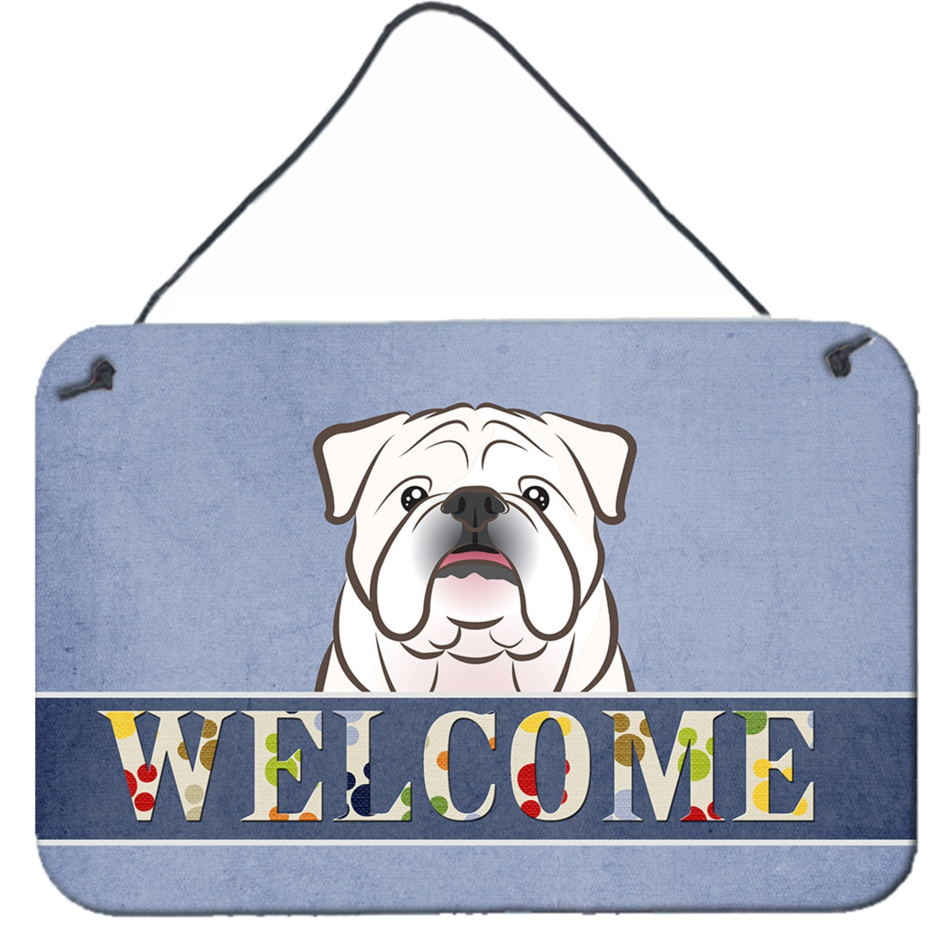 &quotCaroline's Treasures BB1406DS812 White English Bulldog Welcome Wall or Door Hanging Prints, 8 x 12"", Multicolor"