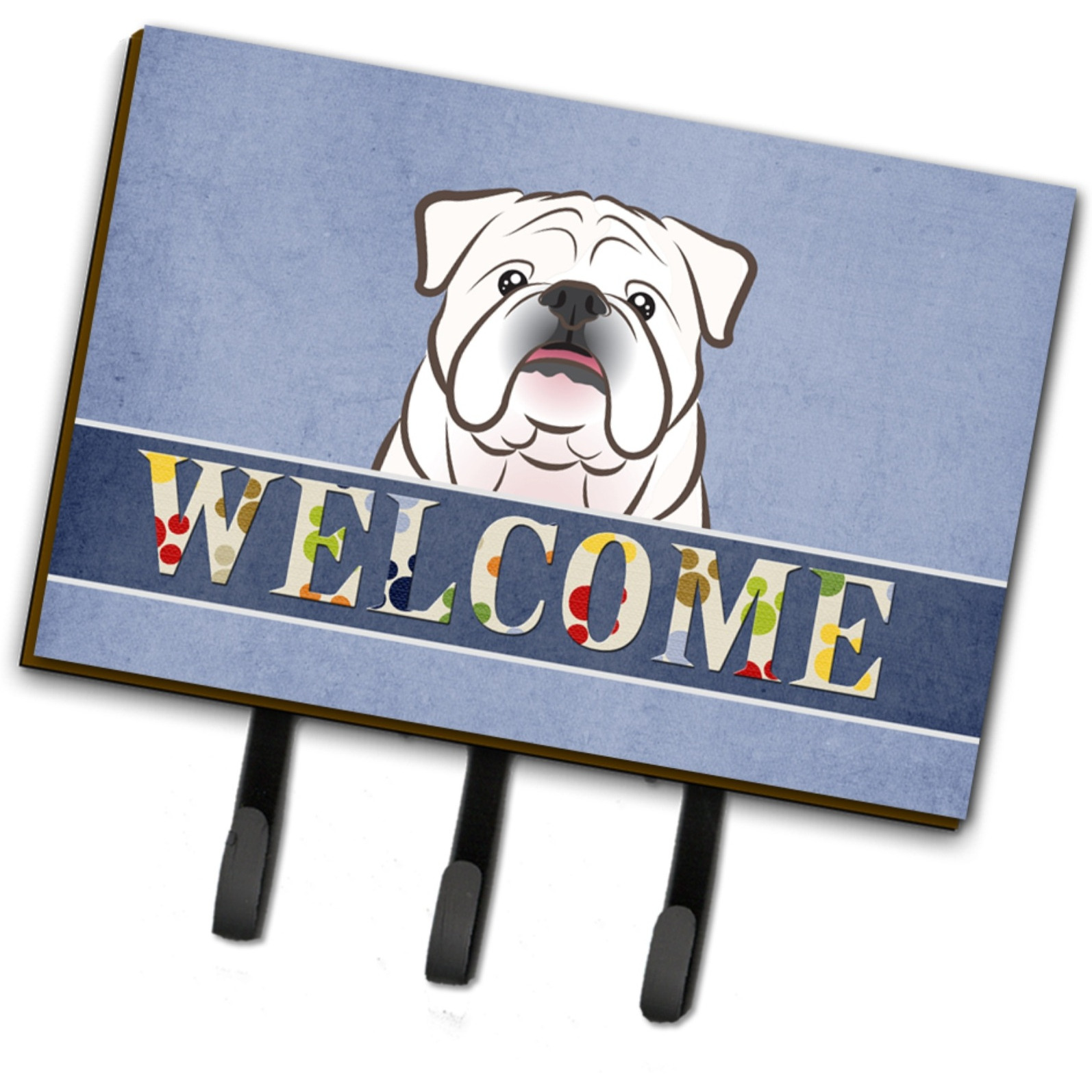 &quotCaroline's Treasures BB1406TH68 White English Bulldog Welcome Leash or Key Holder, Large, Multicolor"
