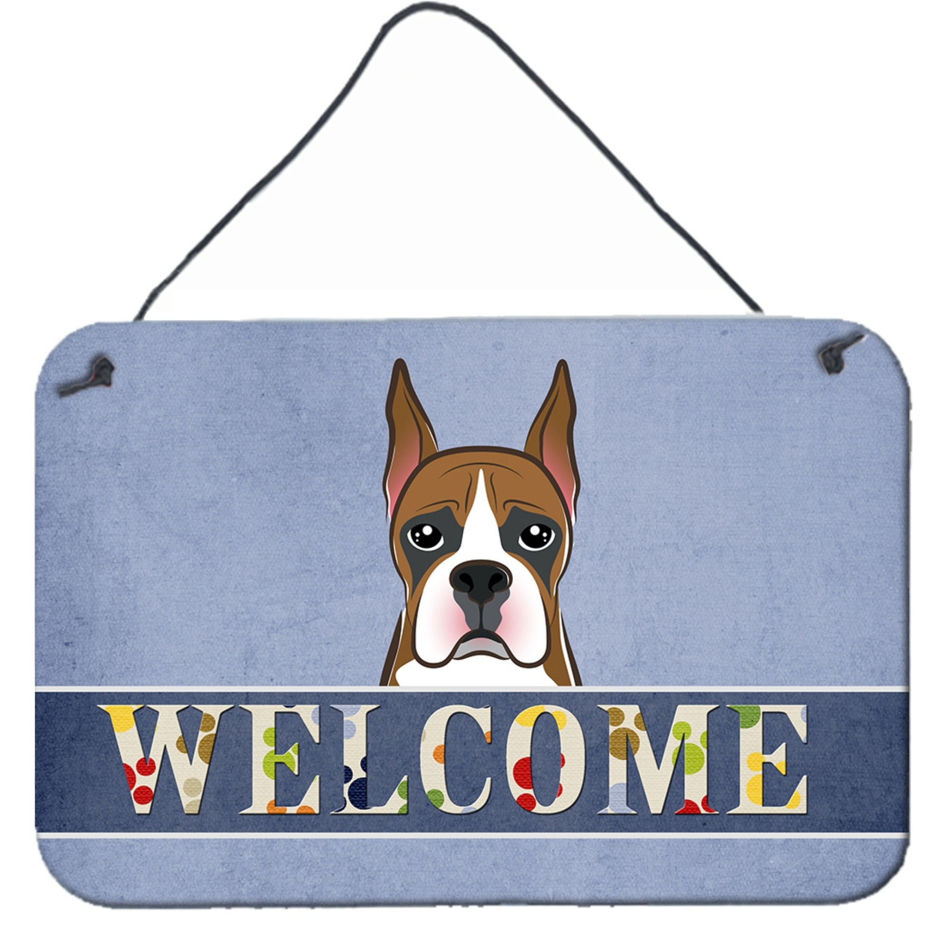 &quotCaroline's Treasures BB1409DS812 Boxer Welcome Wall or Door Hanging Prints, 8 x 12"", Multicolor"