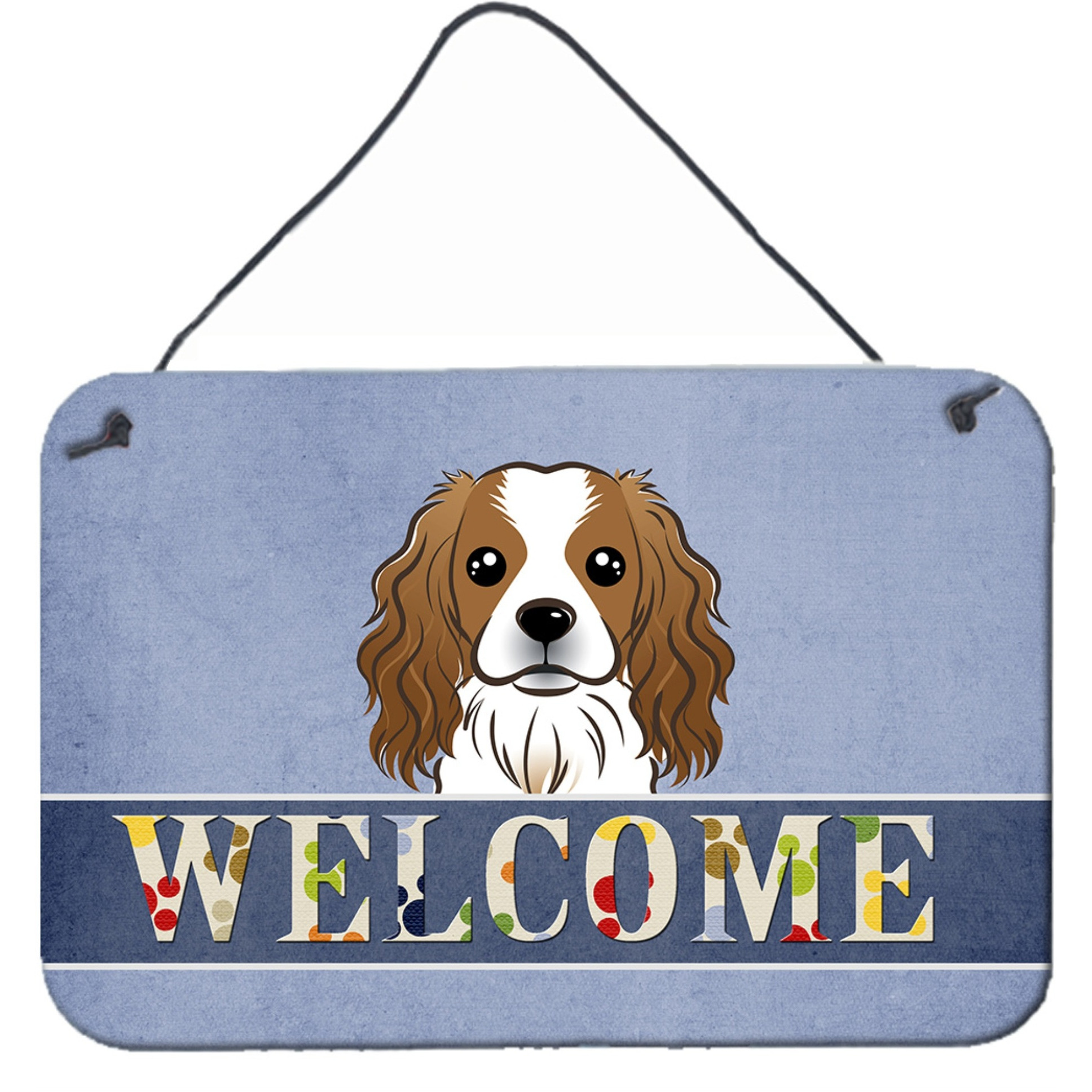 &quotCaroline's Treasures BB1410DS812 Cavalier Spaniel Welcome Wall or Door Hanging Prints, 8 x 12"", Multicolor"