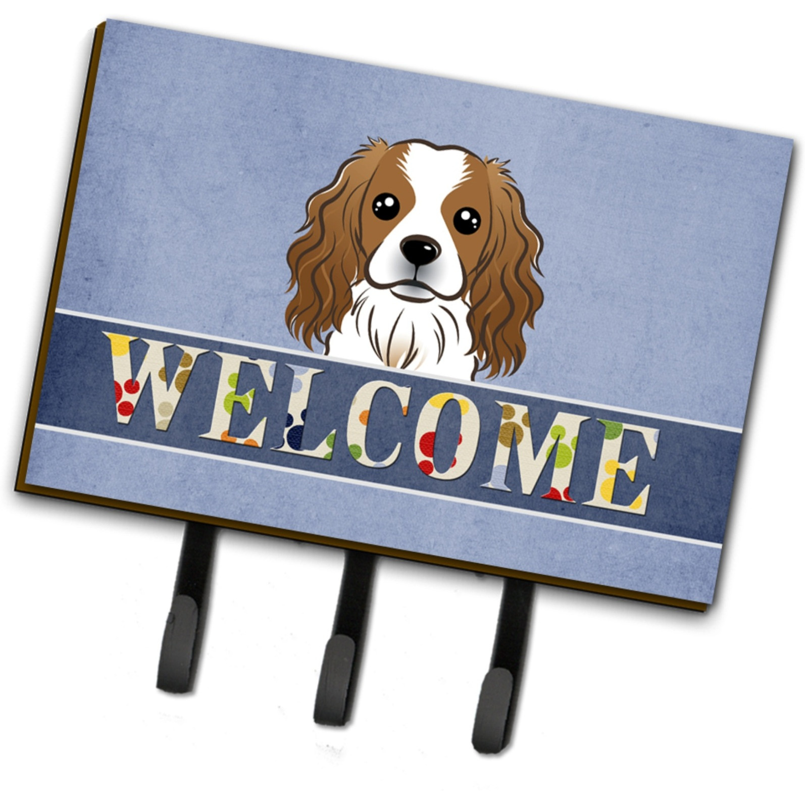 &quotCaroline's Treasures BB1410TH68 Cavalier Spaniel Welcome Leash or Key Holder, Large, Multicolor"