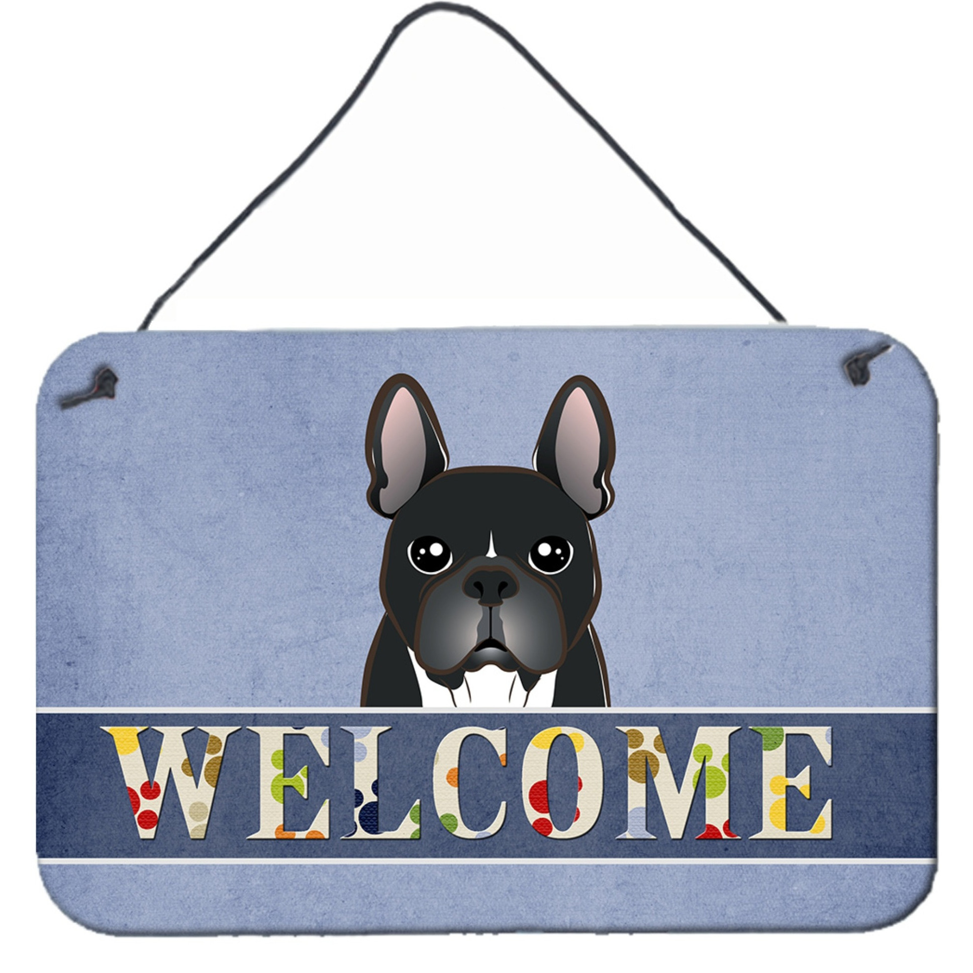 &quotCaroline's Treasures BB1413DS812 French Bulldog Welcome Wall or Door Hanging Prints, 8 x 12"", Multicolor"