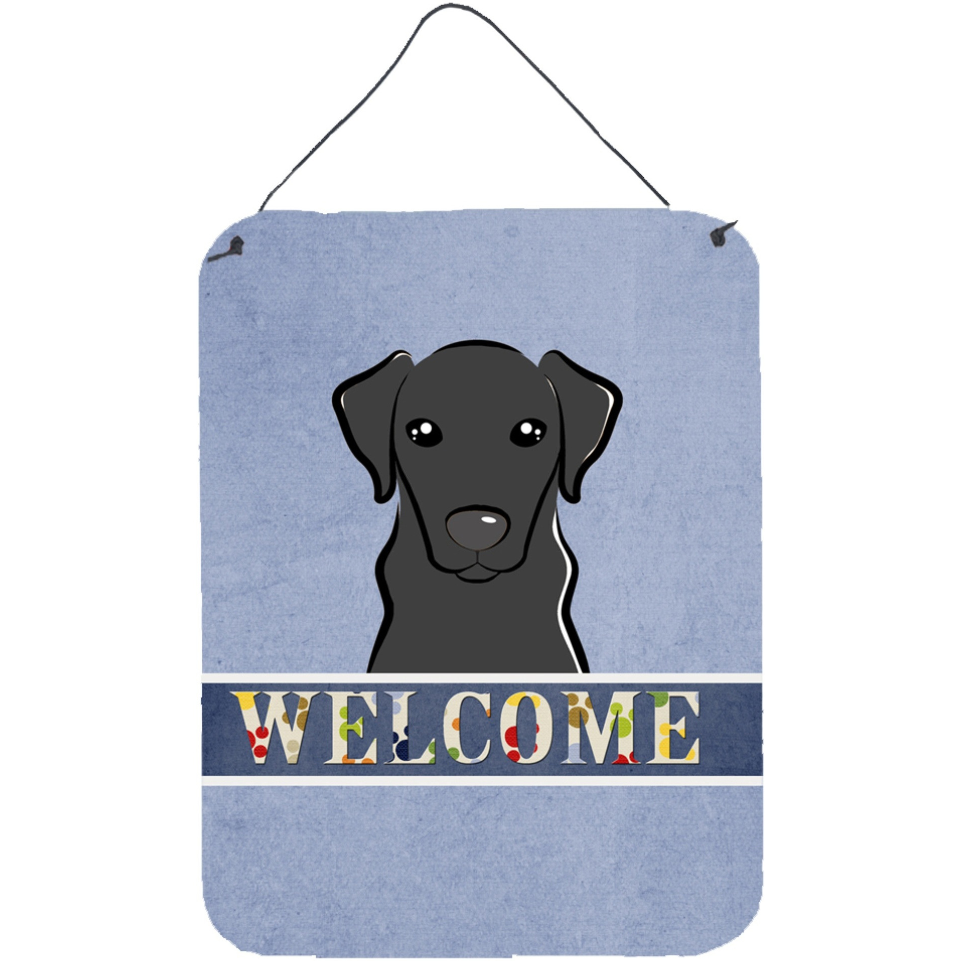&quotCaroline's Treasures BB1421DS1216 Black Labrador Welcome Wall or Door Hanging Prints, 16 x 12"", Multicolor"