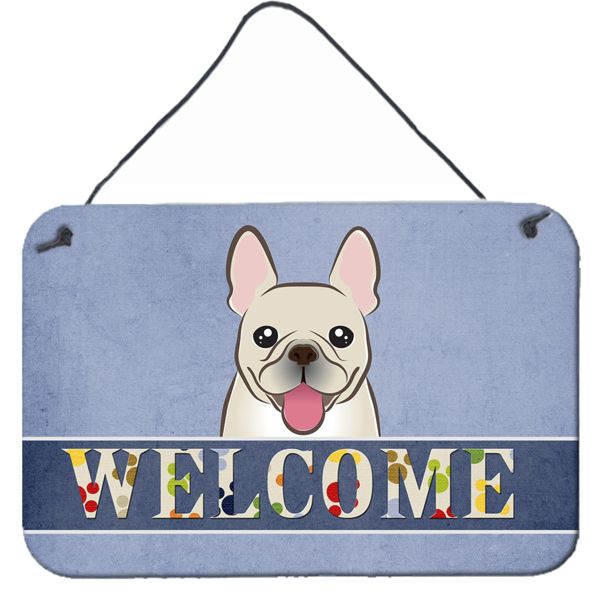 &quotCaroline's Treasures BB1424DS812 French Bulldog Welcome Wall or Door Hanging Prints, 8 x 12"", Multicolor"