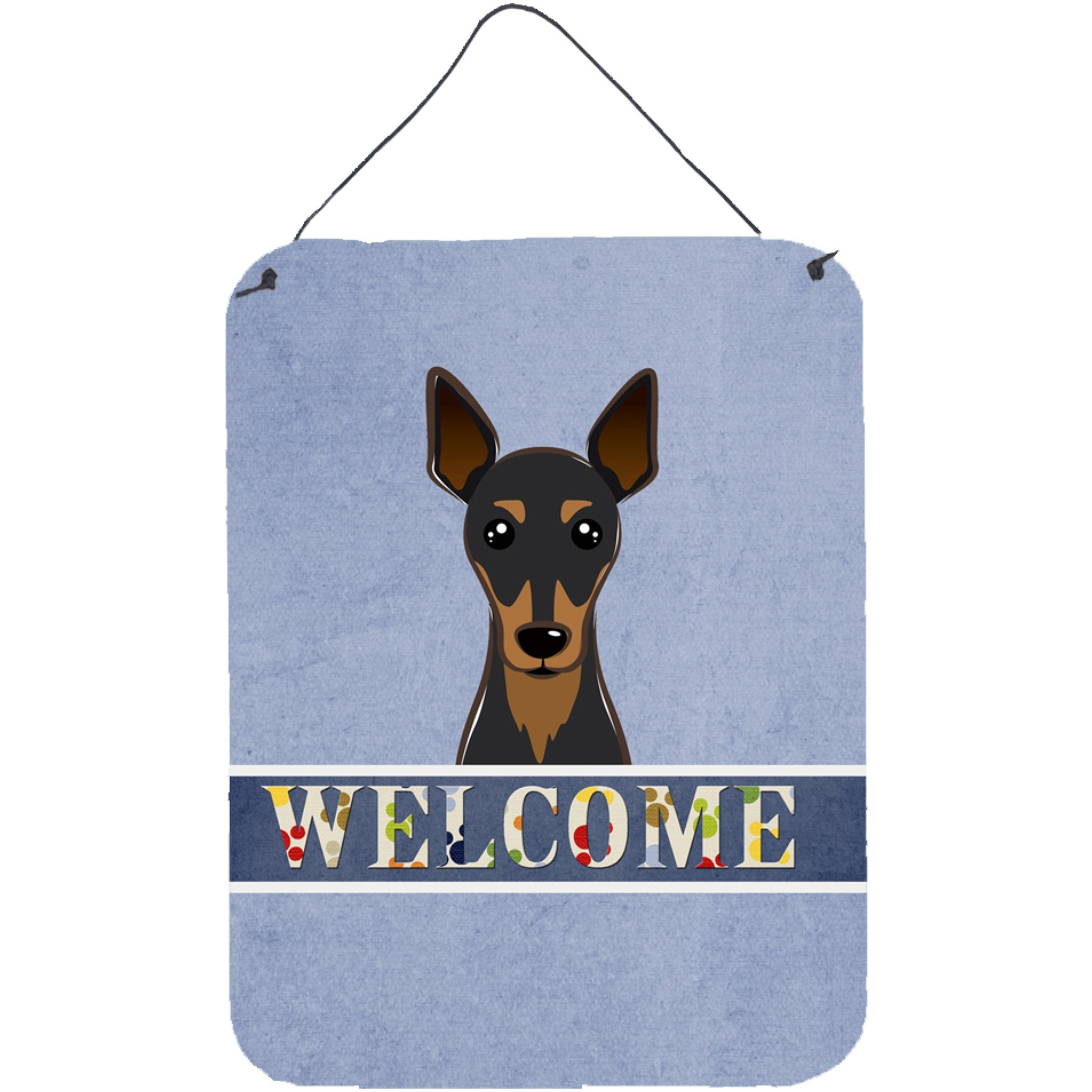 &quotCaroline's Treasures BB1426DS1216 Min Pin Welcome Wall or Door Hanging Prints, 16 x 12"", Multicolor"