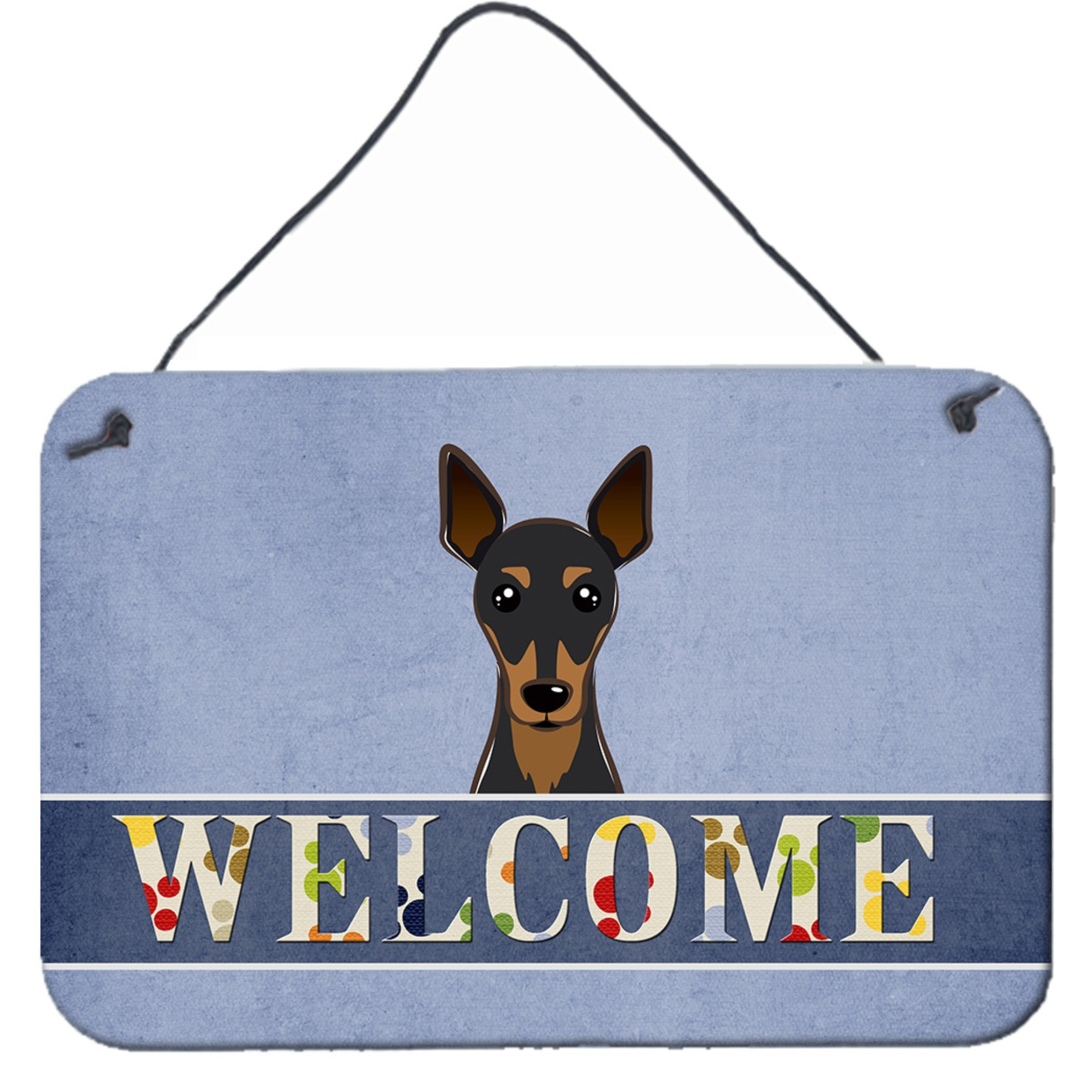 &quotCaroline's Treasures BB1426DS812 Min Pin Welcome Wall or Door Hanging Prints, 8 x 12"", Multicolor"