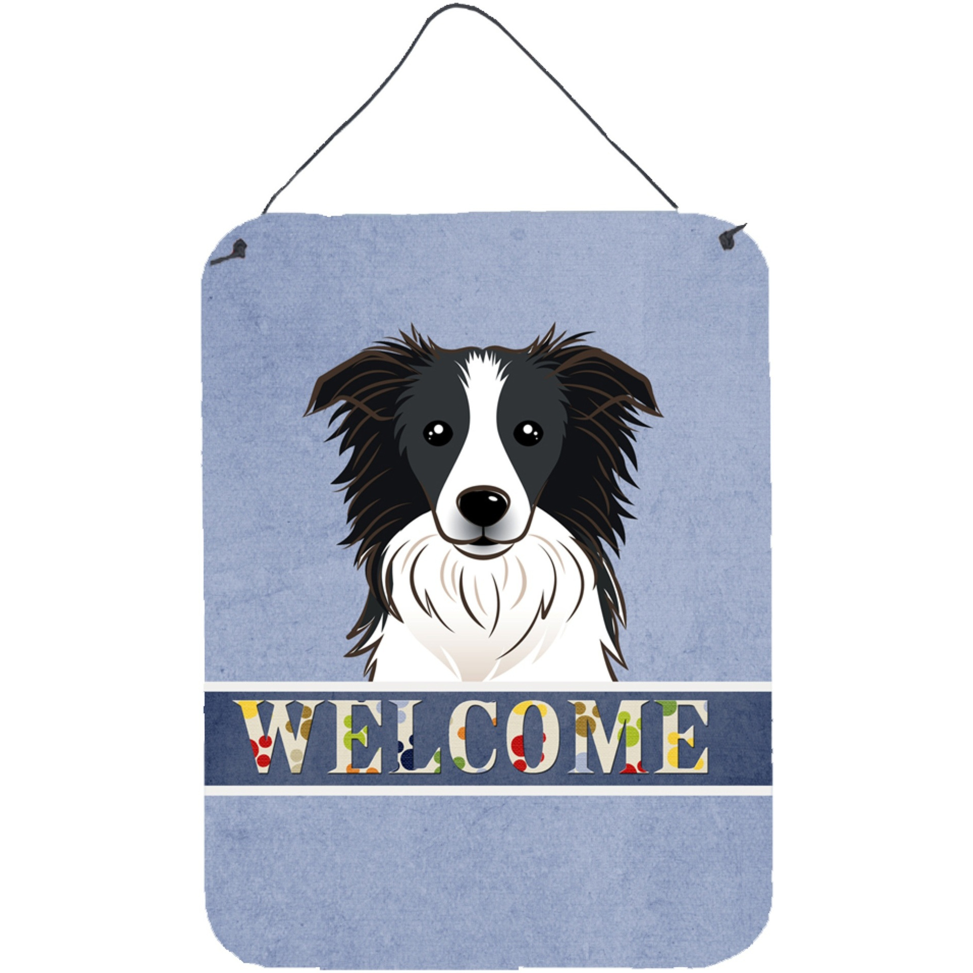 &quotCaroline's Treasures BB1427DS1216 Border Collie Welcome Wall or Door Hanging Prints, 16 x 12"", Multicolor"