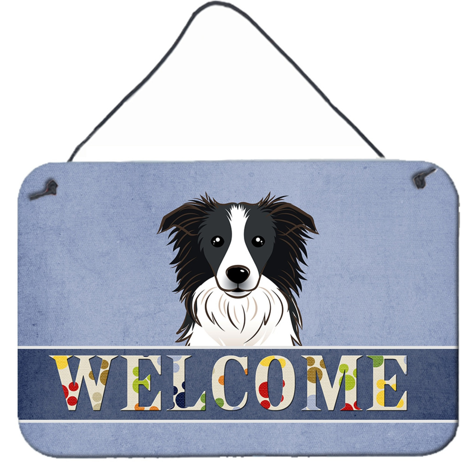&quotCaroline's Treasures BB1427DS812 Border Collie Welcome Wall or Door Hanging Prints, 8 x 12"", Multicolor"