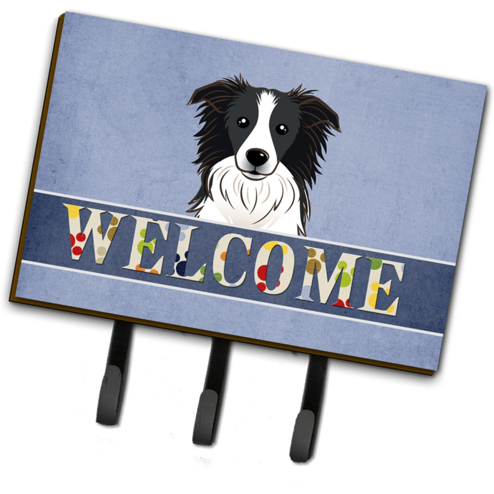 &quotCaroline's Treasures BB1427TH68 border Collie Welcome Leash or Key Holder, Large, Multicolor"