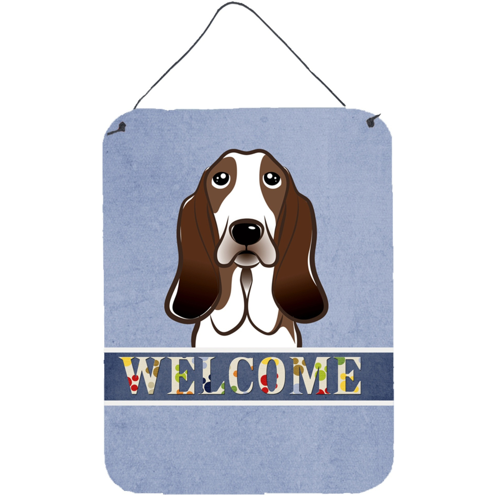 &quotCaroline's Treasures BB1429DS1216 Basset Hound Welcome Wall or Door Hanging Prints, 16 x 12"", Multicolor"