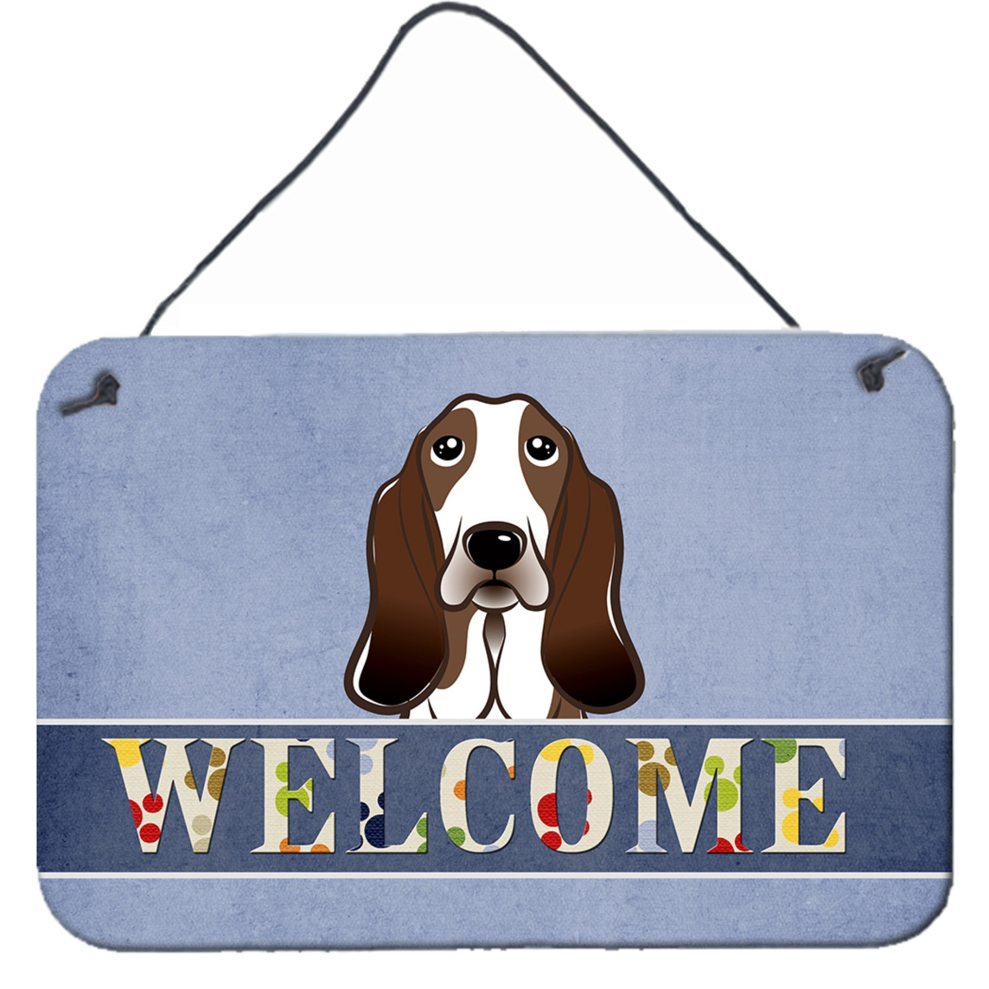 &quotCaroline's Treasures BB1429DS812 Basset Hound Welcome Wall or Door Hanging Prints, 8 x 12"", Multicolor"
