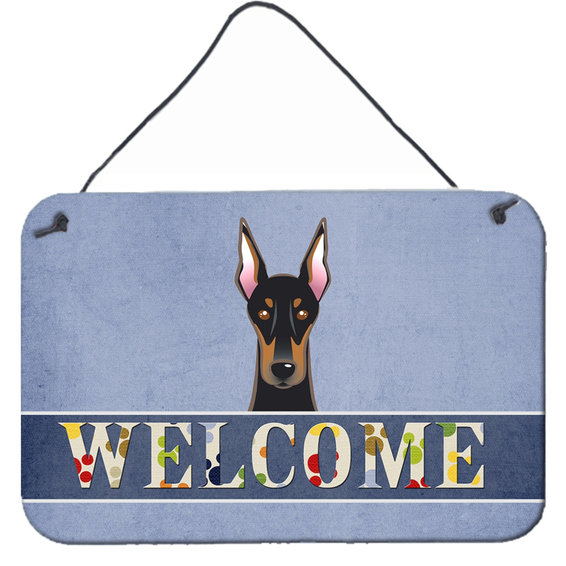 &quotCaroline's Treasures BB1431DS812 Doberman Welcome Wall or Door Hanging Prints, 8 x 12"", Multicolor"