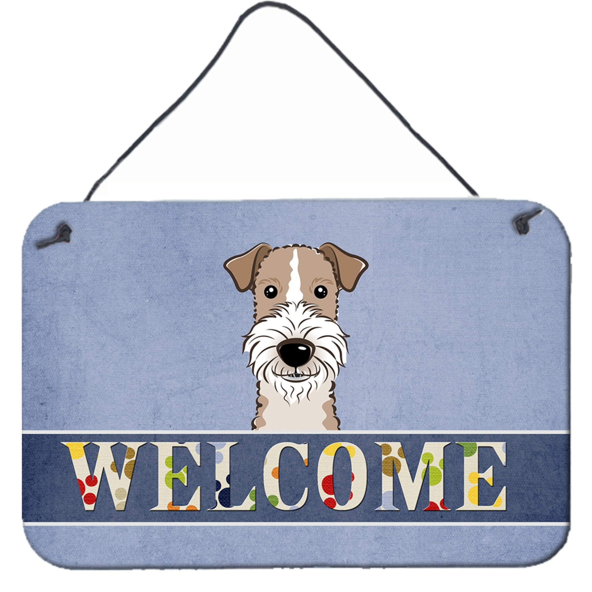 &quotCaroline's Treasures BB1433DS812 Wire Haired Fox Terrier Welcome Wall or Door Hanging Prints, 8 x 12"", Multicolor"