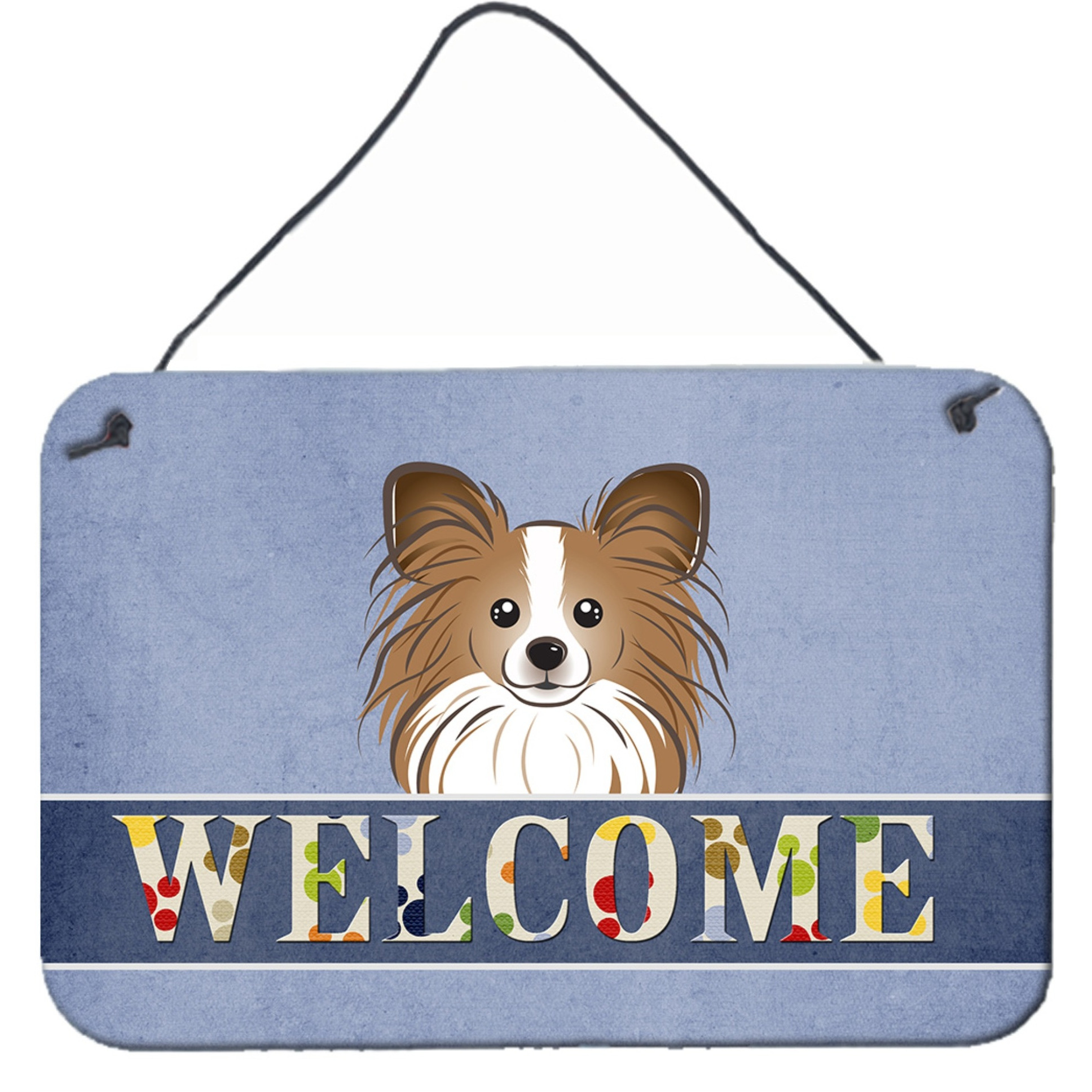&quotCaroline's Treasures BB1434DS812 Papillion Welcome Wall or Door Hanging Prints, 8 x 12"", Multicolor"