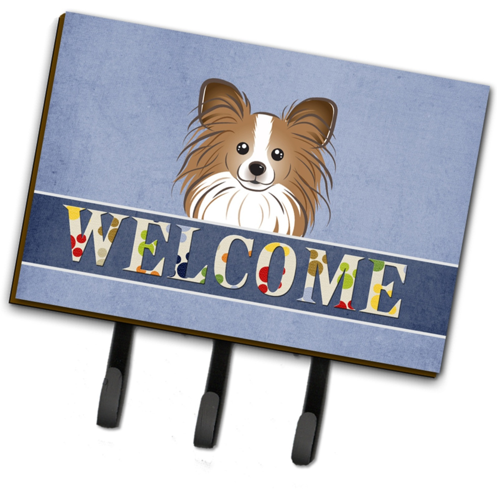 &quotCaroline's Treasures BB1434TH68 Papillion Welcome Leash or Key Holder, Large, Multicolor"