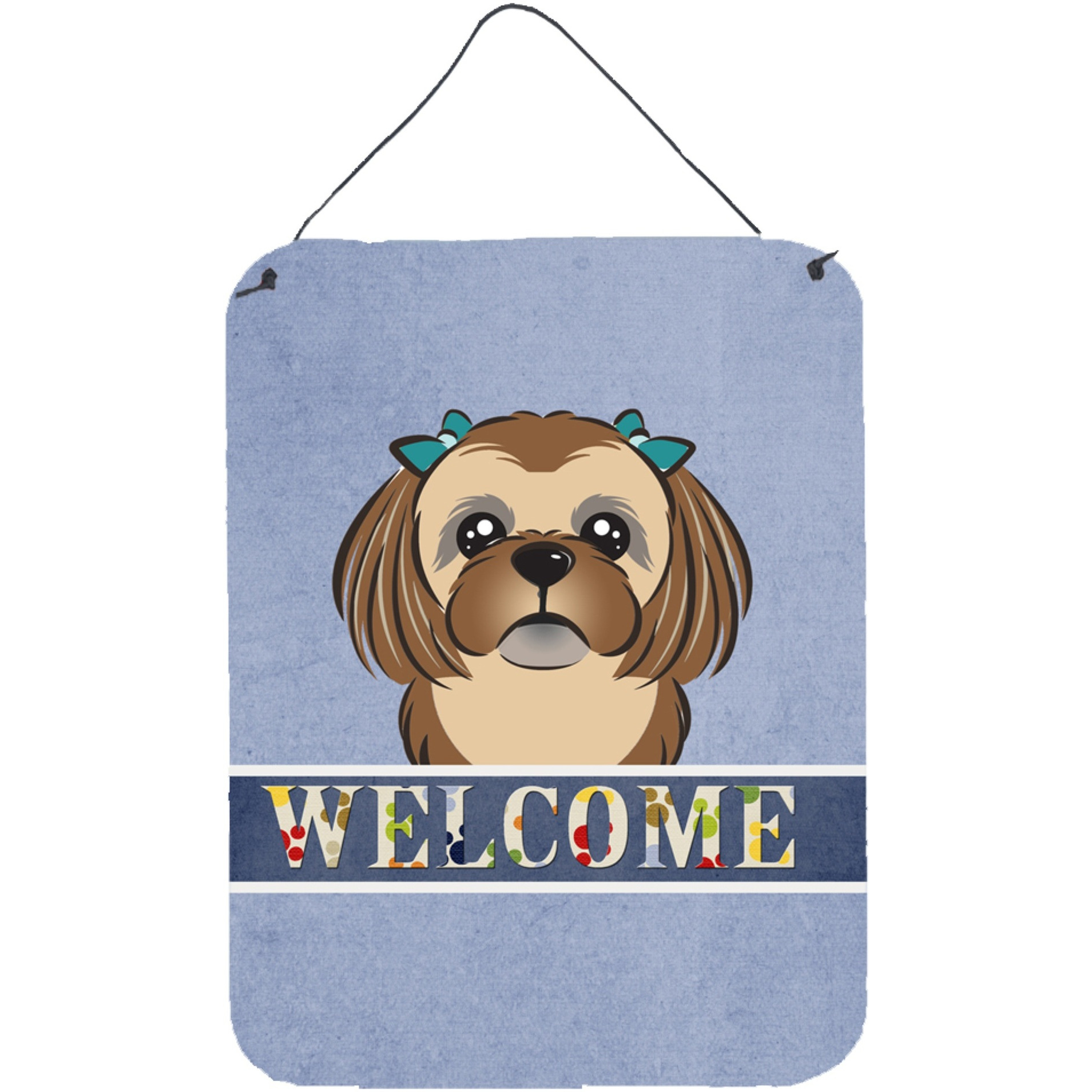 &quotCaroline's Treasures BB1435DS1216 Chocolate Brown Shih Tzu Welcome Wall or Door Hanging Prints, 16 x 12"", Multicolor"