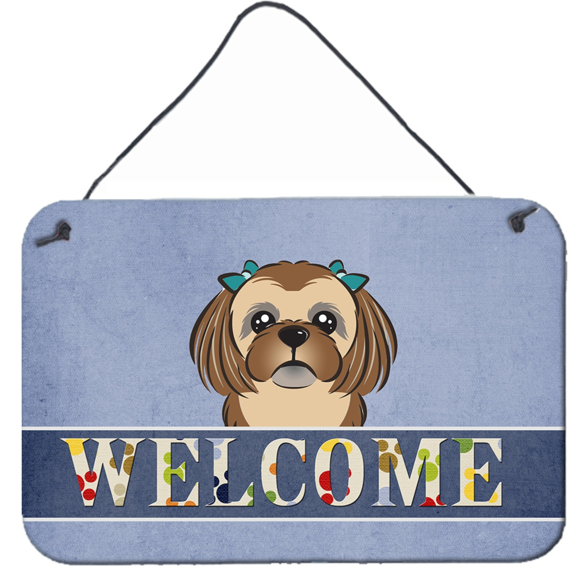 &quotCaroline's Treasures BB1435DS812 Chocolate Brown Shih Tzu Welcome Wall or Door Hanging Prints, 8 x 12"", Multicolor"