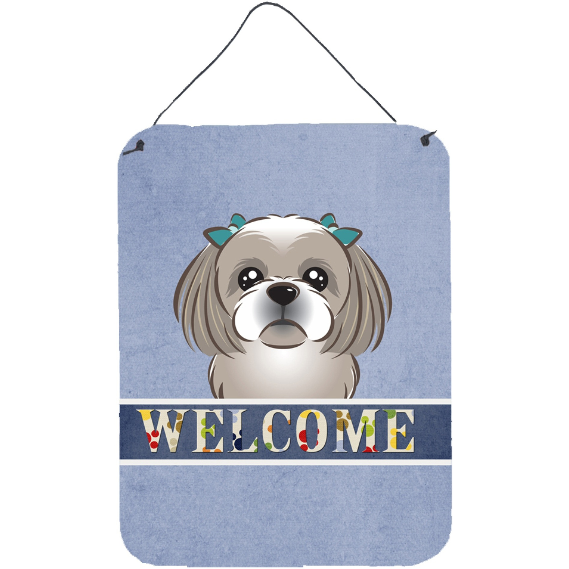 &quotCaroline's Treasures BB1436DS1216 Gray Silver Shih Tzu Welcome Wall or Door Hanging Prints, 16 x 12"", Multicolor"