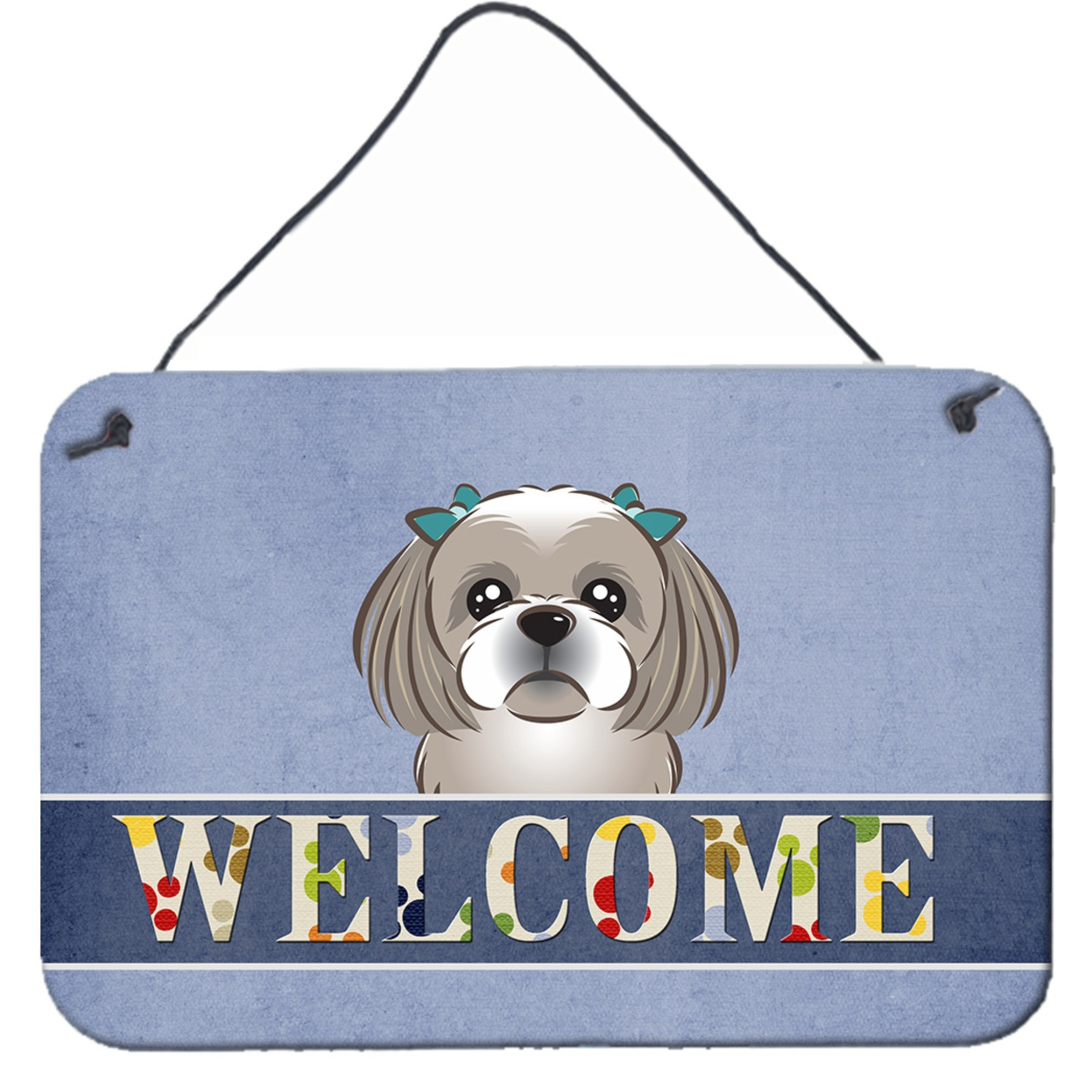&quotCaroline's Treasures BB1436DS812 Gray Silver Shih Tzu Welcome Wall or Door Hanging Prints, 8 x 12"", Multicolor"