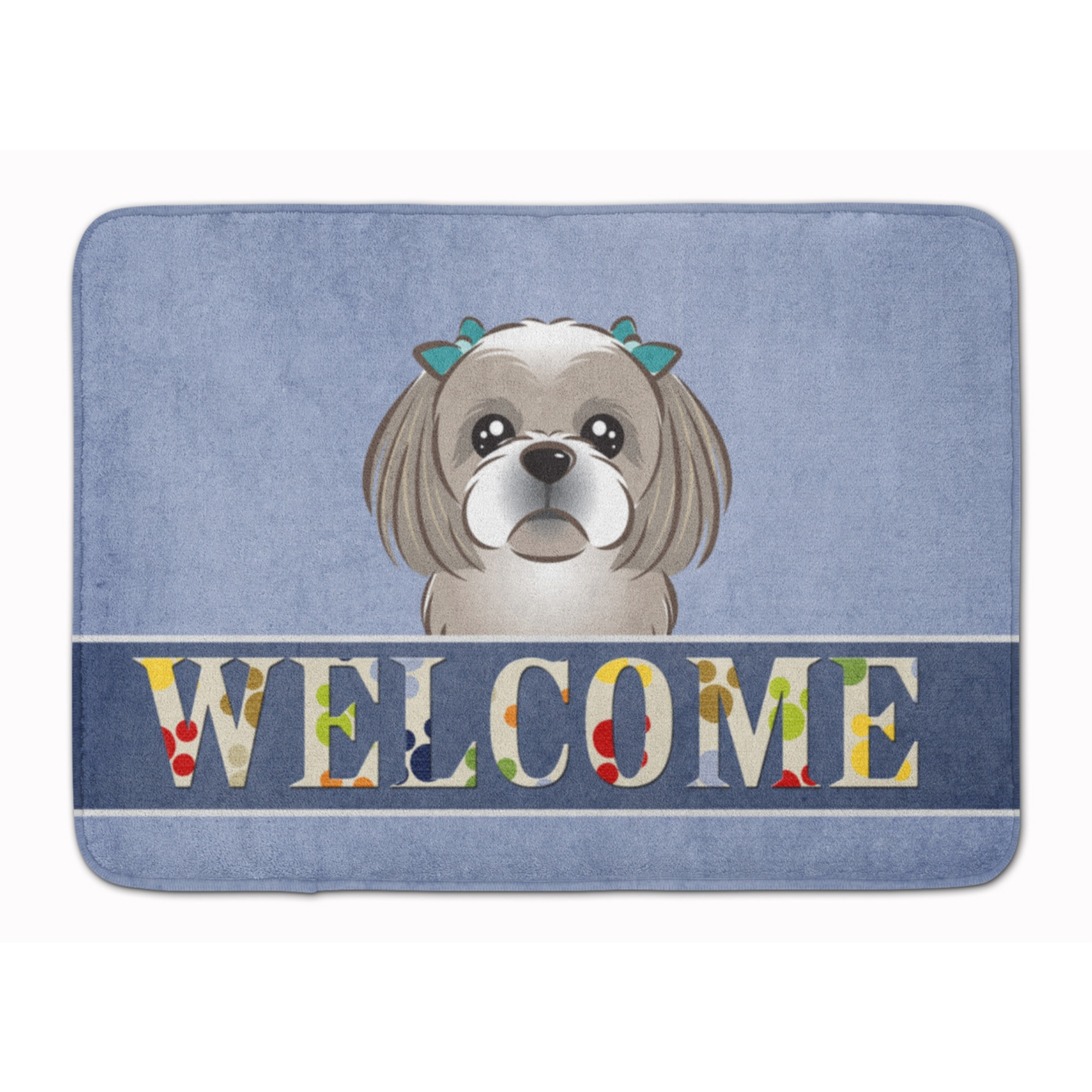 &quotCaroline's Treasures Gray Silver Shih Tzu Welcome Floor Mat, 19"" x 27"", Multicolor"