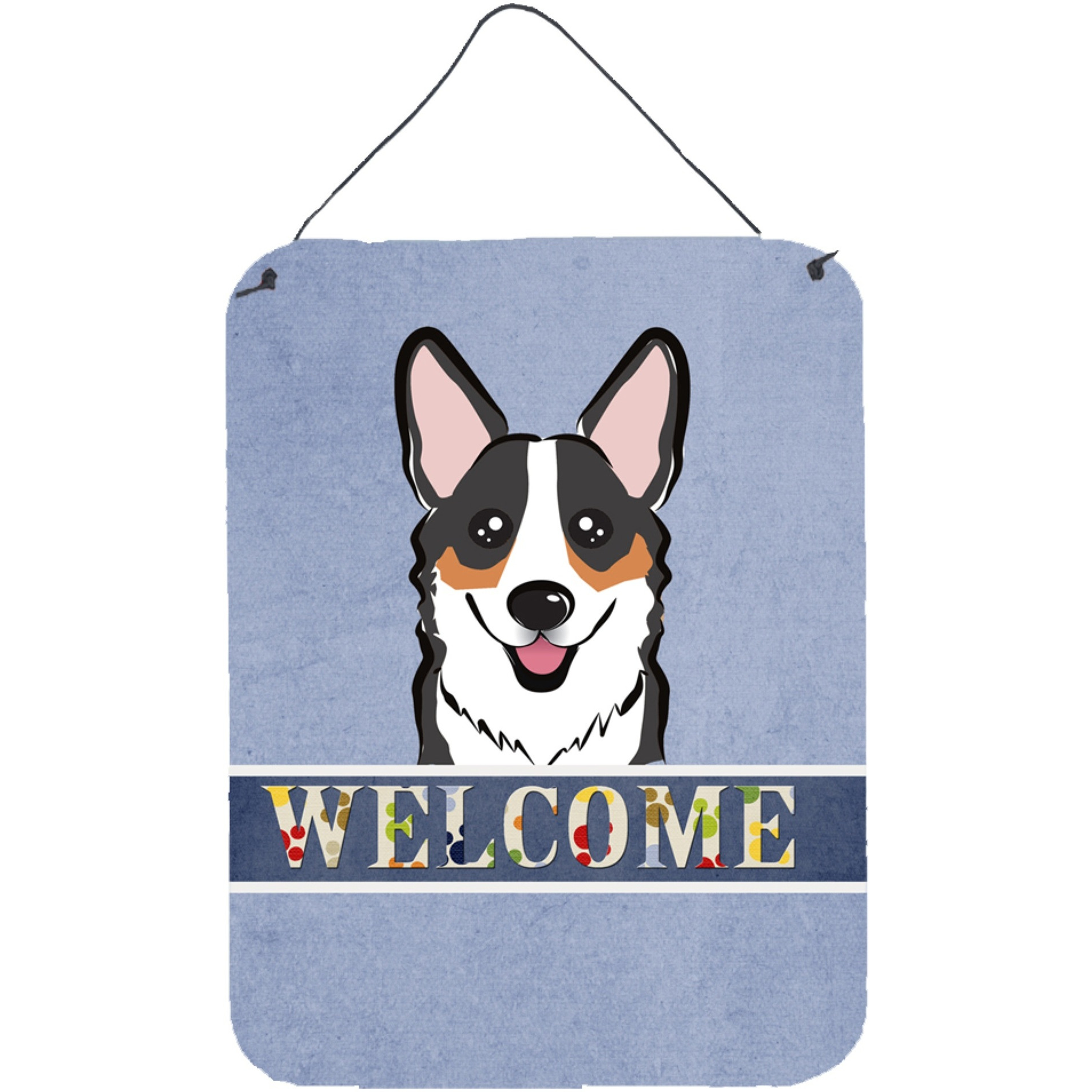 &quotCaroline's Treasures BB1441DS1216 Tricolor Corgi Welcome Wall or Door Hanging Prints, 16 x 12"", Multicolor"