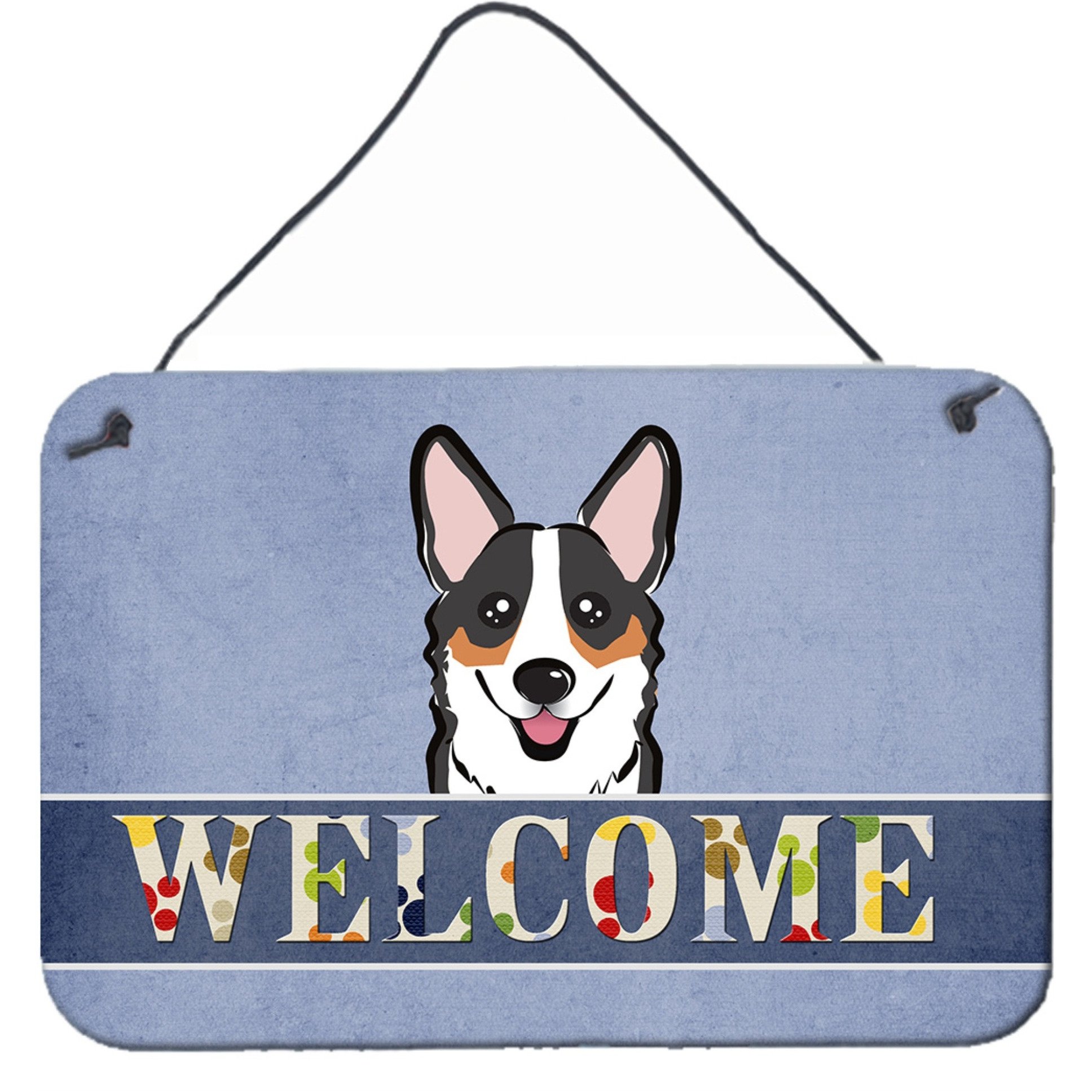 &quotCaroline's Treasures BB1441DS812 Tricolor Corgi Welcome Wall or Door Hanging Prints, 8 x 12"", Multicolor"