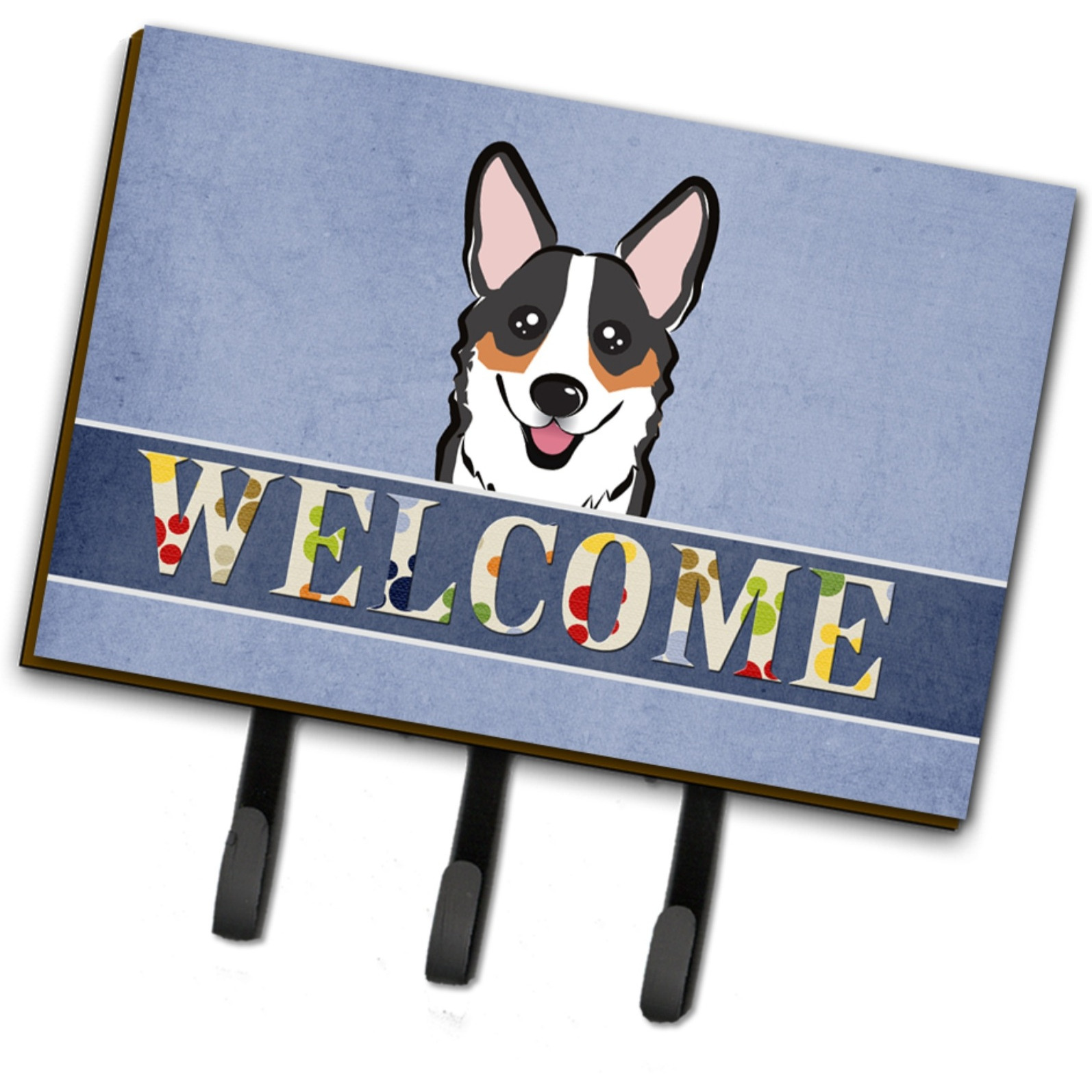 &quotCaroline's Treasures BB1441TH68 Tricolor Corgi Welcome Leash or Key Holder, Large, Multicolor"