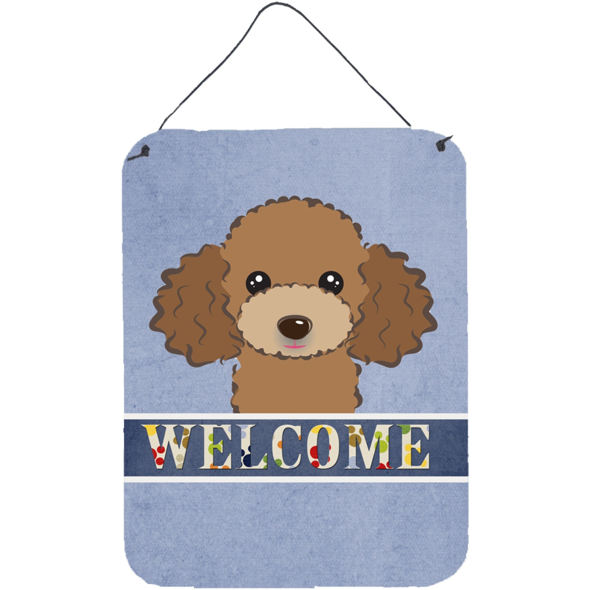 &quotCaroline's Treasures BB1442DS1216 Chocolate Brown Poodle Welcome Wall or Door Hanging Prints, 16 x 12"", Multicolor"