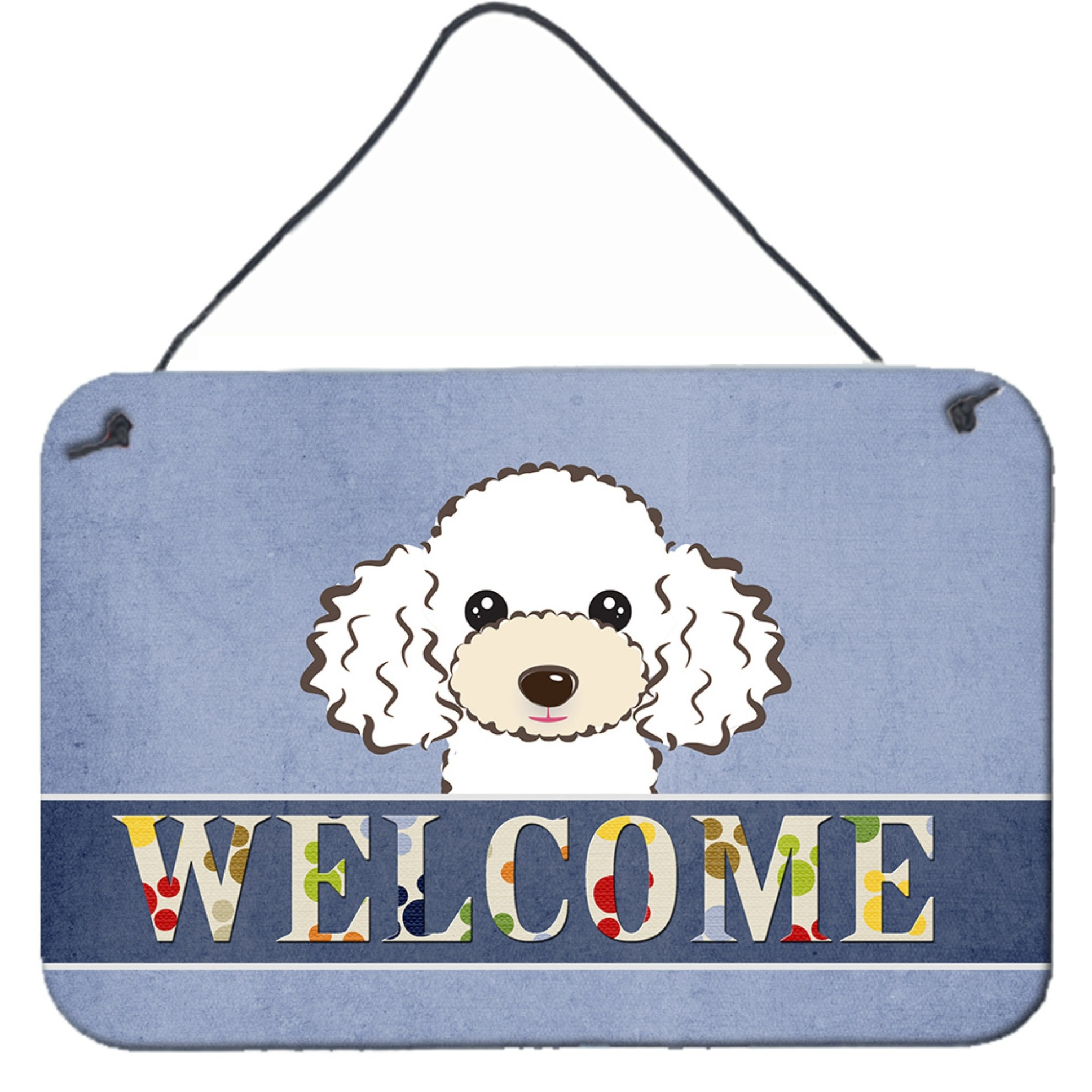 &quotCaroline's Treasures BB1443DS812 White Poodle Welcome Wall or Door Hanging Prints, 8 x 12"", Multicolor"