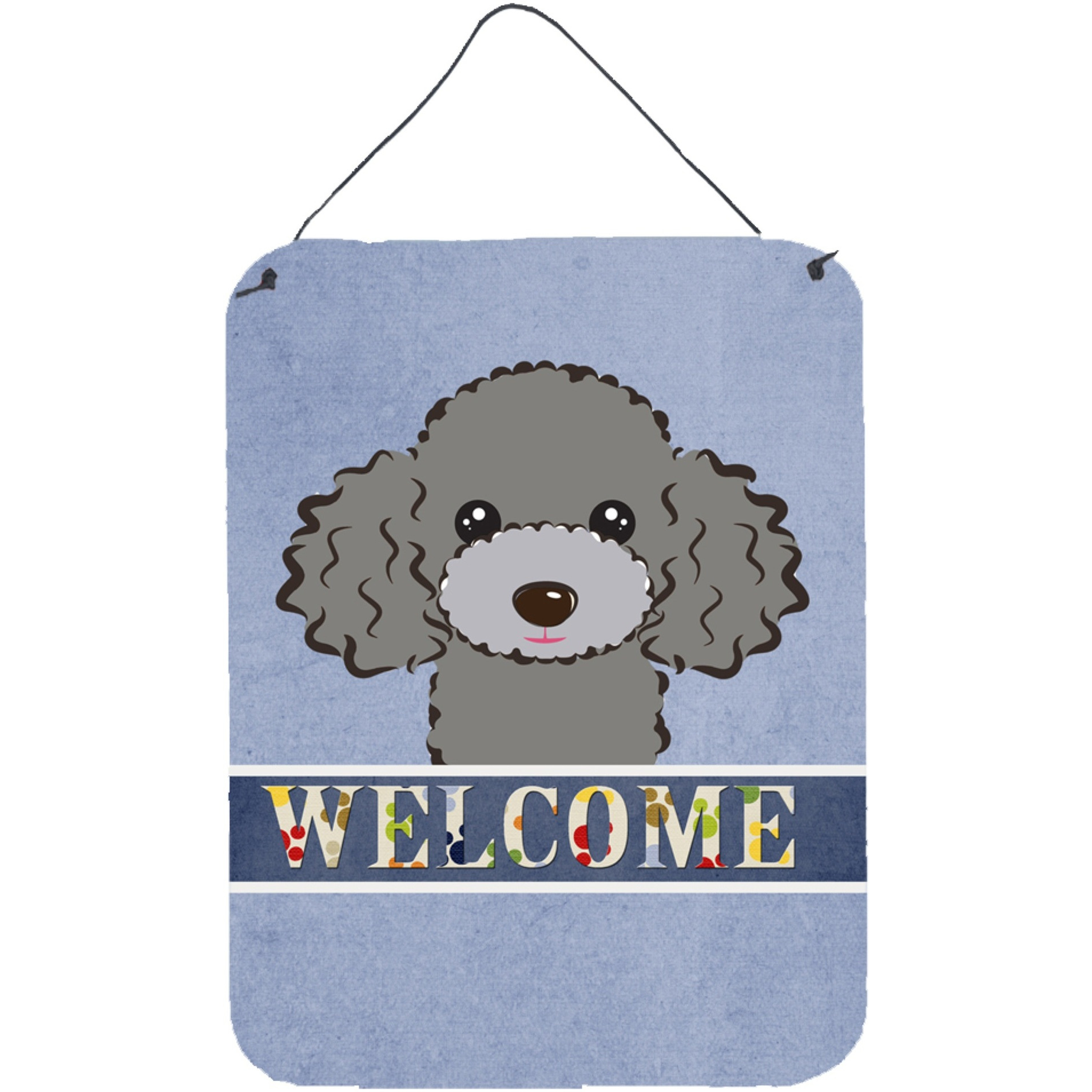 &quotCaroline's Treasures BB1445DS1216 Silver Gray Poodle Welcome Wall or Door Hanging Prints, 16 x 12"", Multicolor"