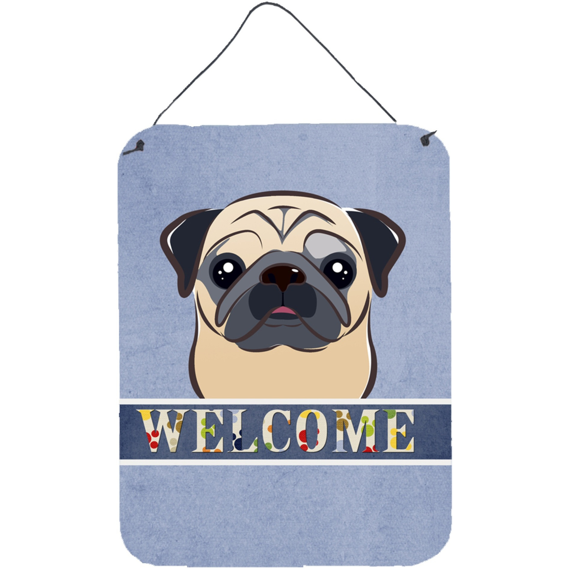 &quotCaroline's Treasures BB1448DS1216 Fawn Pug Welcome Wall or Door Hanging Prints, 16 x 12"", Multicolor"