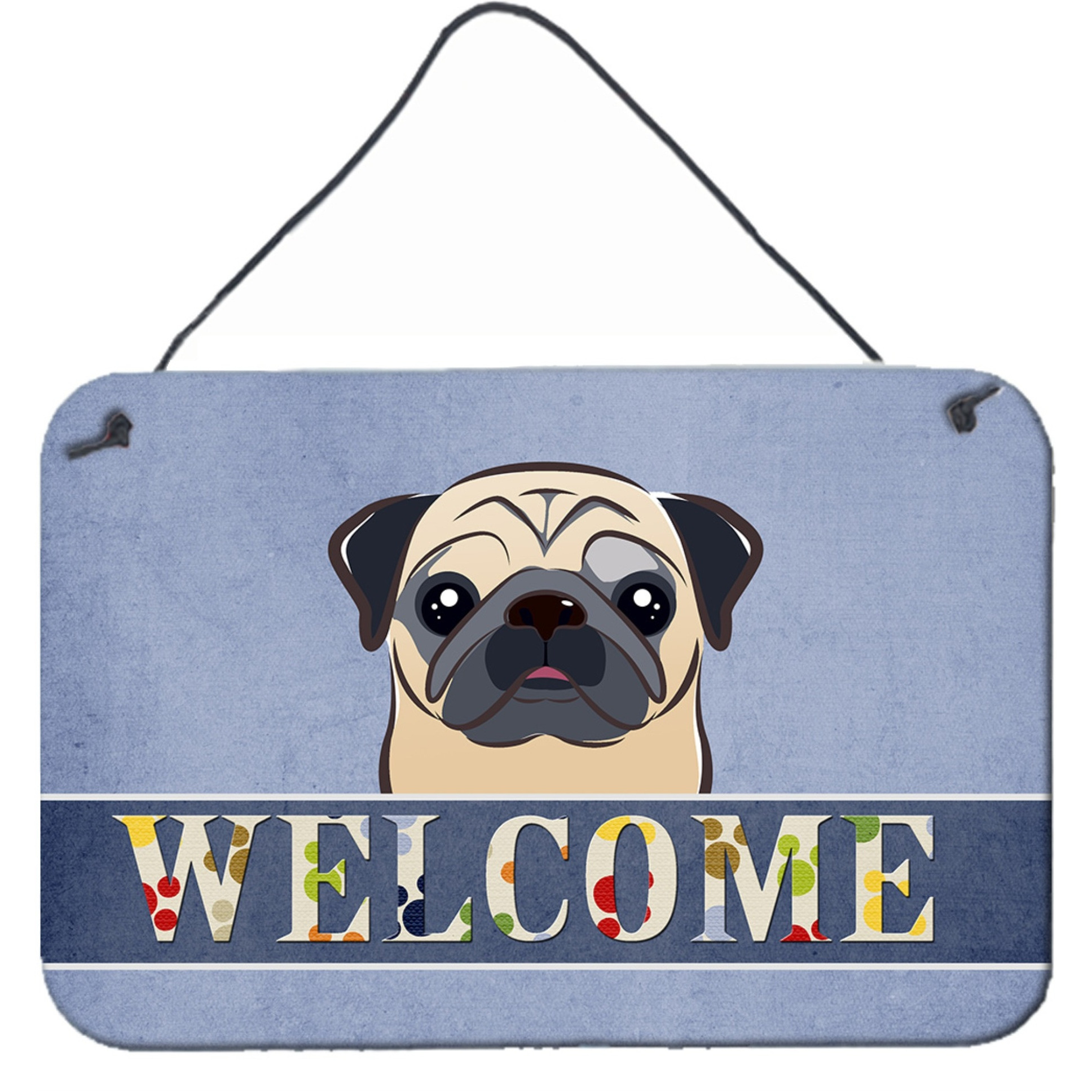 &quotCaroline's Treasures BB1448DS812 Fawn Pug Welcome Wall or Door Hanging Prints, 8 x 12"", Multicolor"