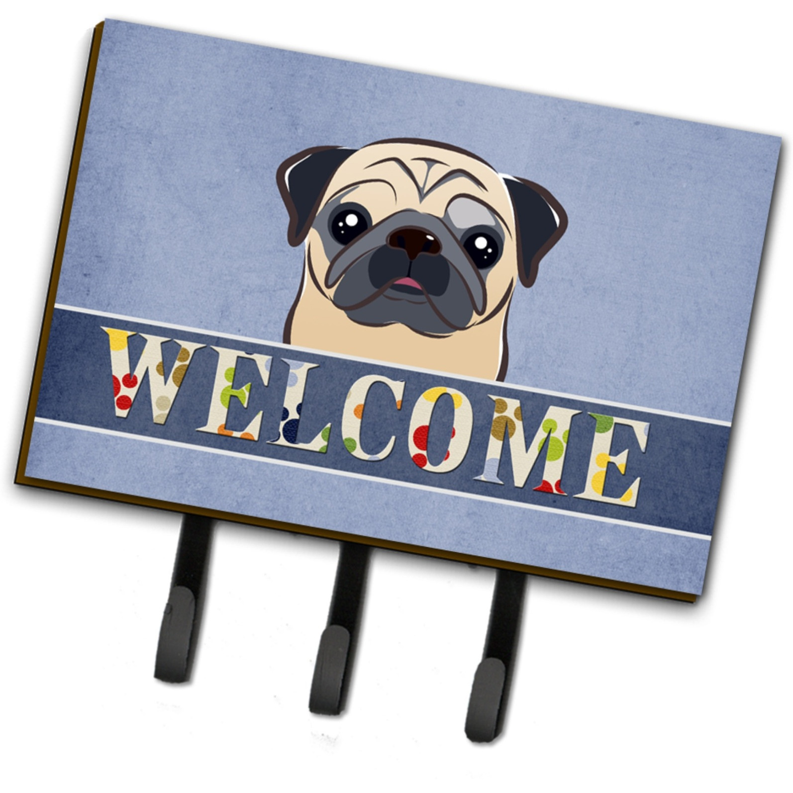 &quotCaroline's Treasures BB1448TH68 Fawn Pug Welcome Leash or Key Holder, Large, Multicolor"