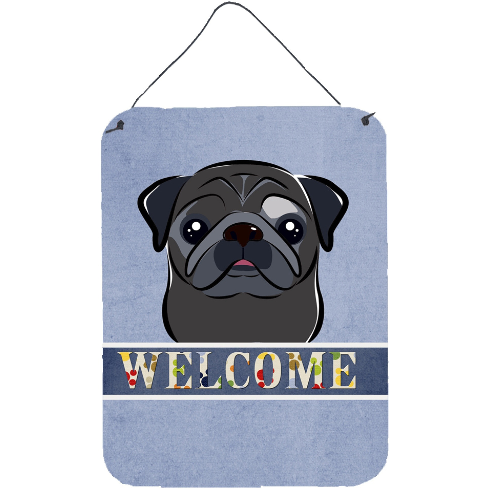 &quotCaroline's Treasures BB1449DS1216 Black Pug Welcome Wall or Door Hanging Prints, 16 x 12"", Multicolor"