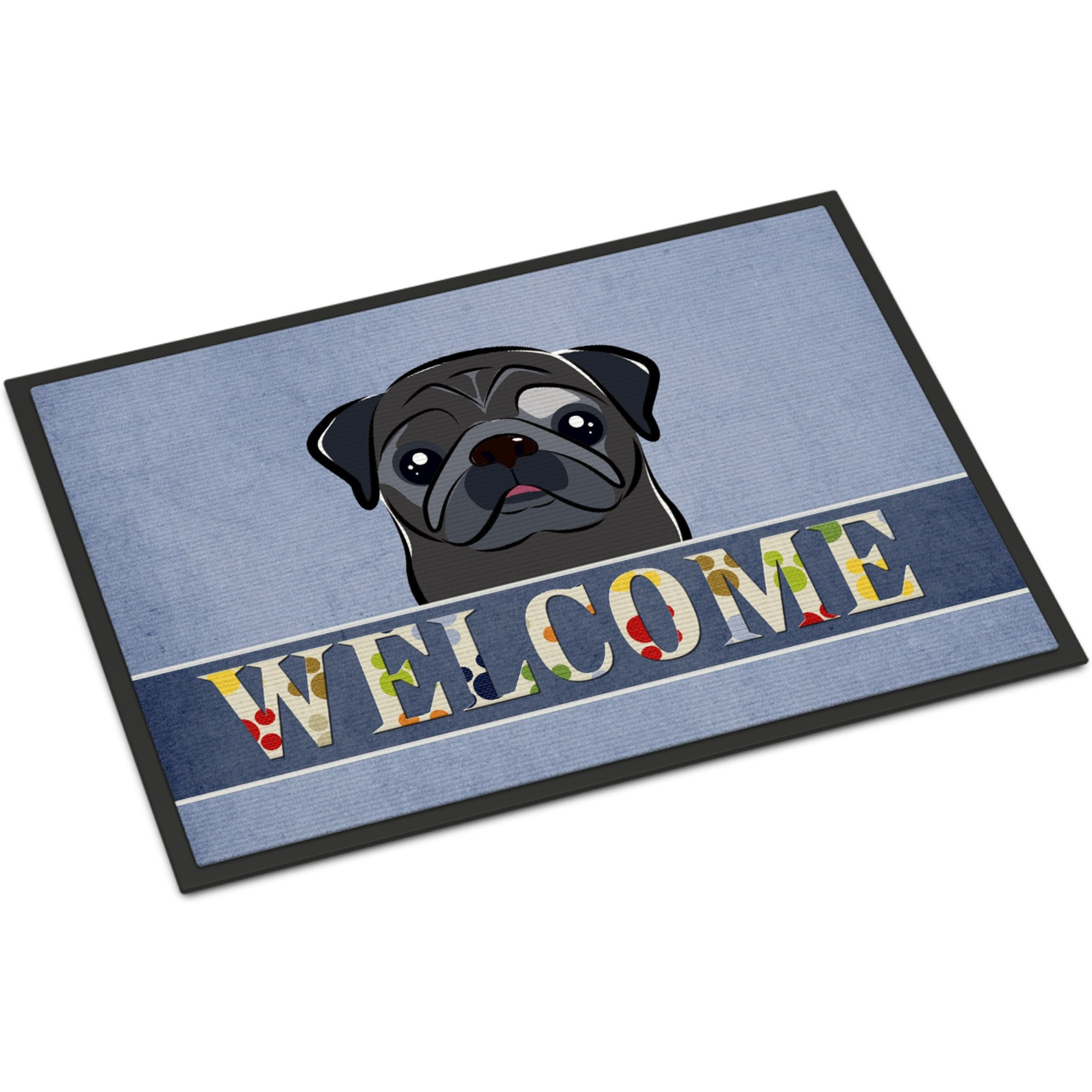 &quotCaroline's Treasures BB1449MAT Black Pug Welcome Indoor or Outdoor Mat, 18 x 27"", Multicolor"