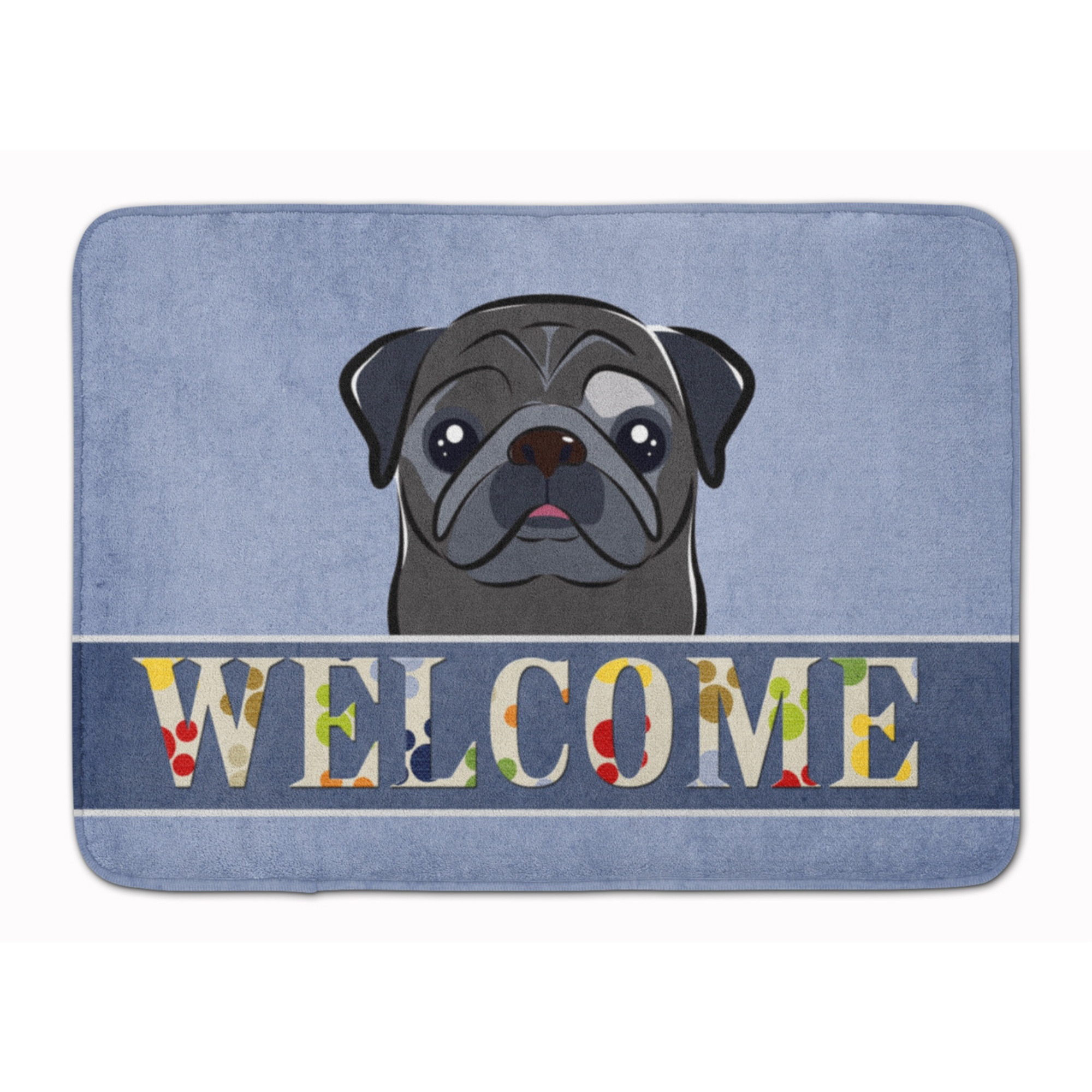 &quotCaroline's Treasures Black Pug Welcome Floor Mat, 19"" x 27"", Multicolor"