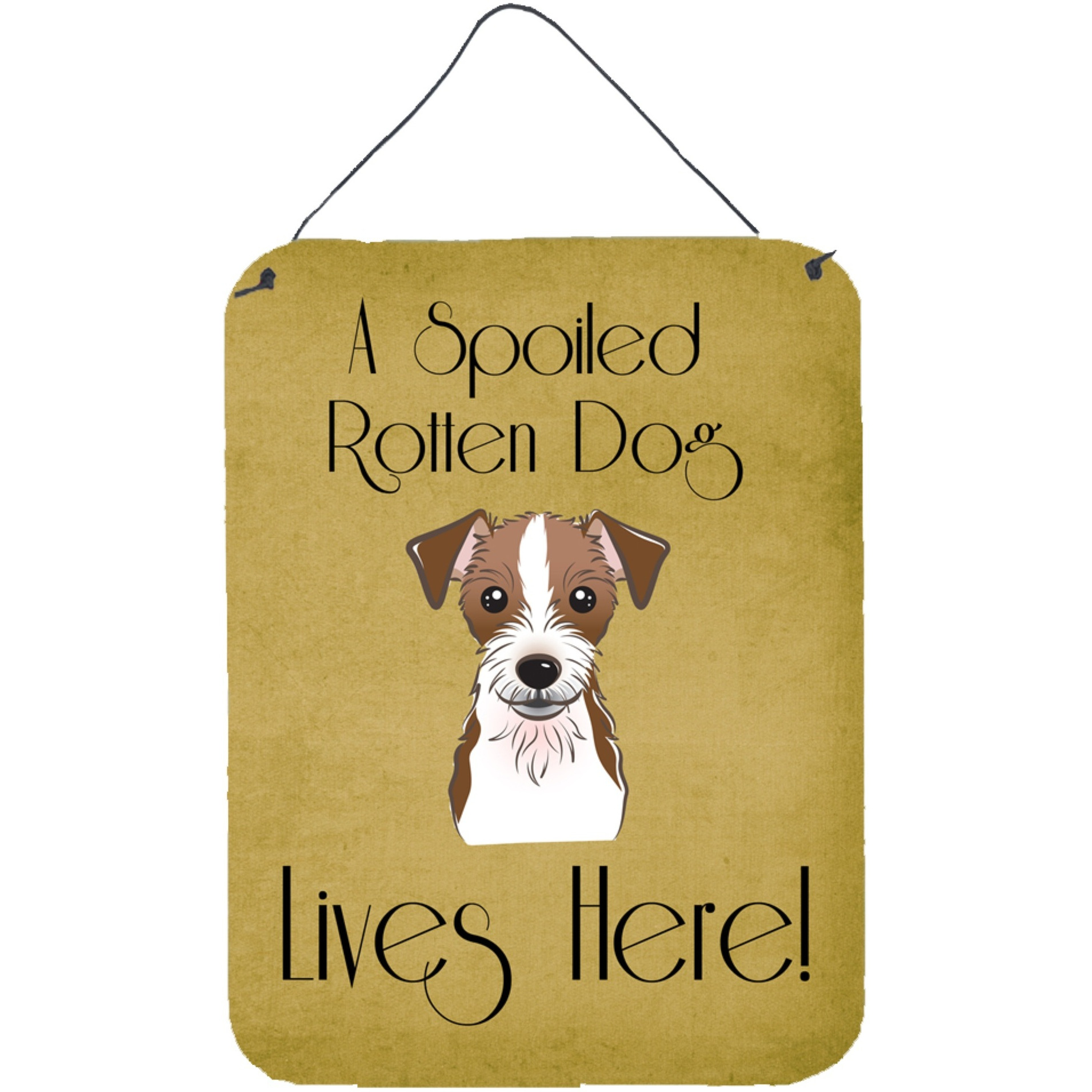 &quotCaroline's Treasures BB1450DS1216 Jack Russell Terrier Spoiled Dog Lives Here Wall or Door Hanging Prints, 16 x 12"", Multicolor"