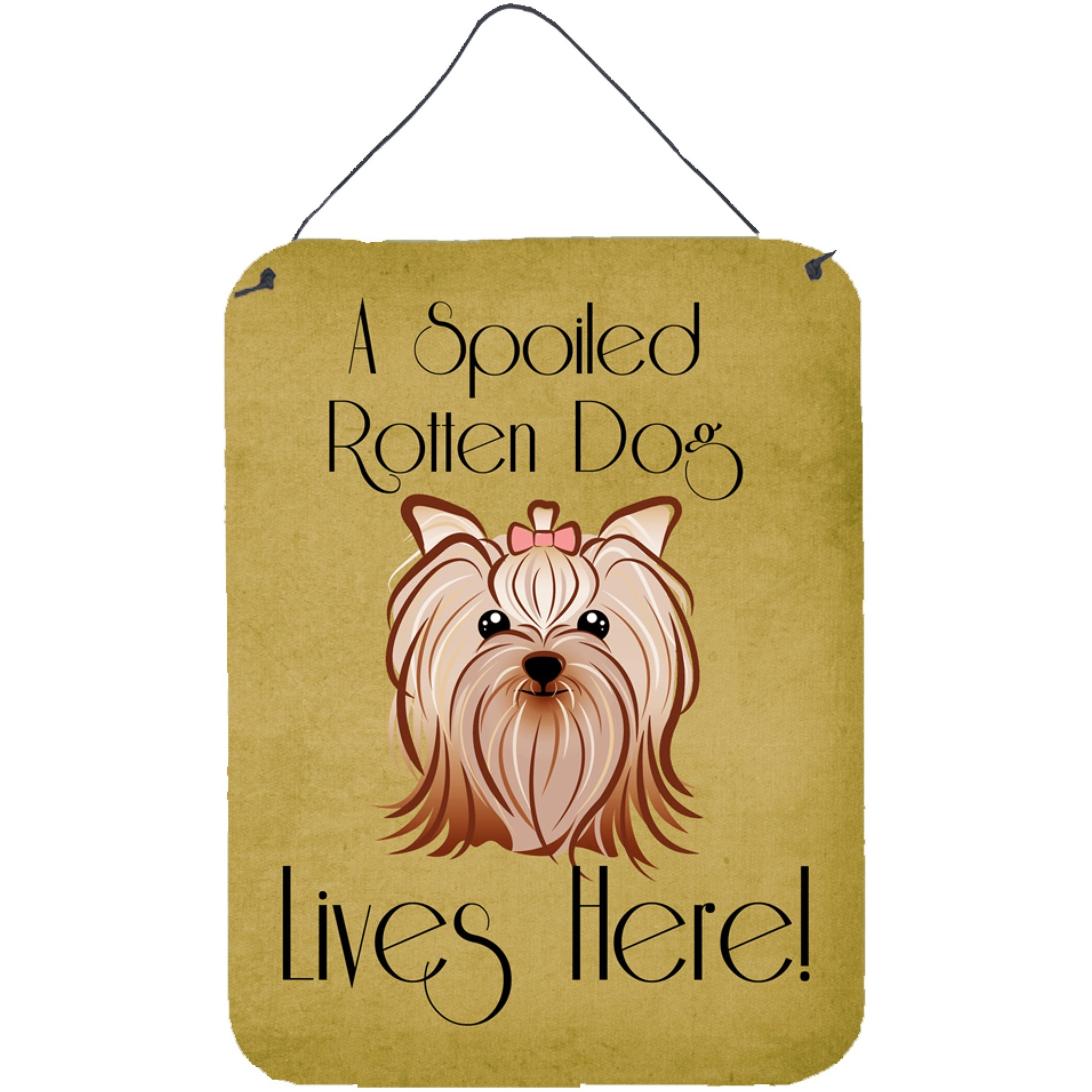 &quotCaroline's Treasures BB1452DS1216 Yorkie Yorkshire Terrier Spoiled Dog Lives Here Wall or Door Hanging Prints, 16 x 12"", Multicolor"