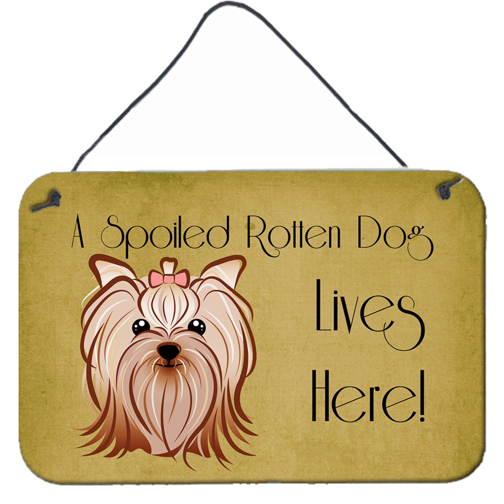 &quotCaroline's Treasures BB1452DS812 Yorkie Yorkshire Terrier Spoiled Dog Lives Here Wall or Door Hanging Prints, 8 x 12"", Multicolor"