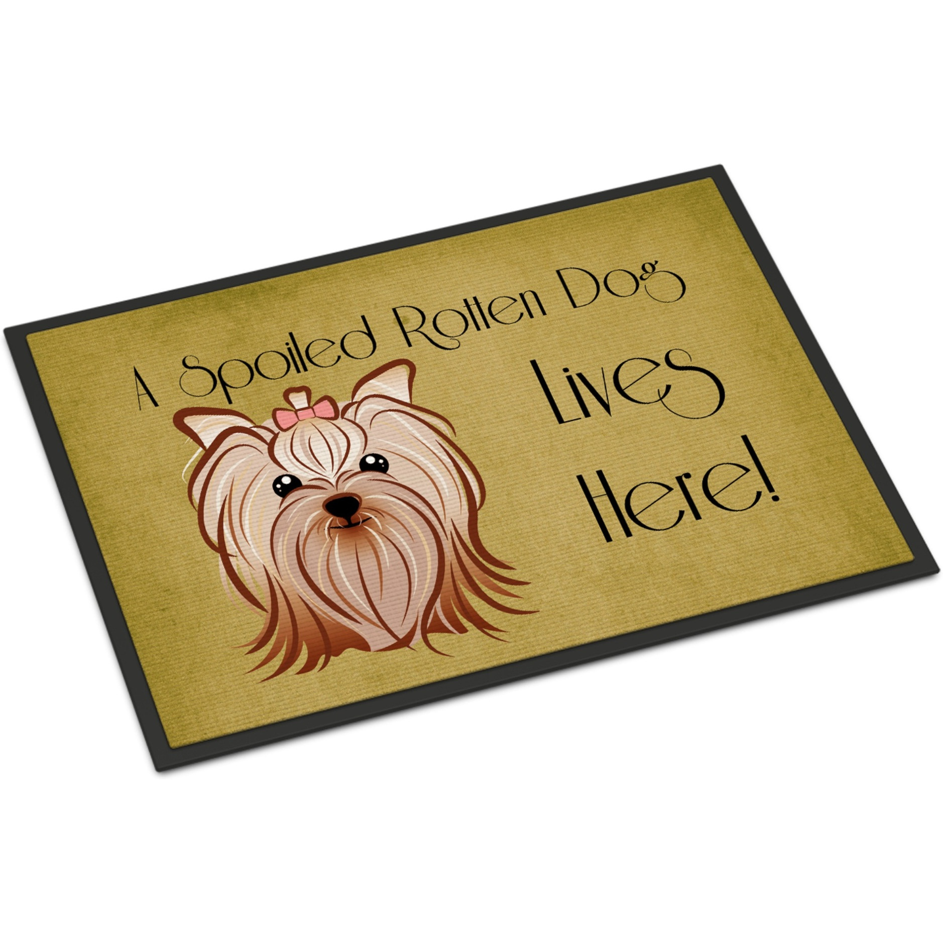 &quotCaroline's Treasures BB1452JMAT Yorkie Yorkshire Terrier Spoiled Dog Lives Here Indoor or Outdoor Mat, 24 x 36"", Multicolor"