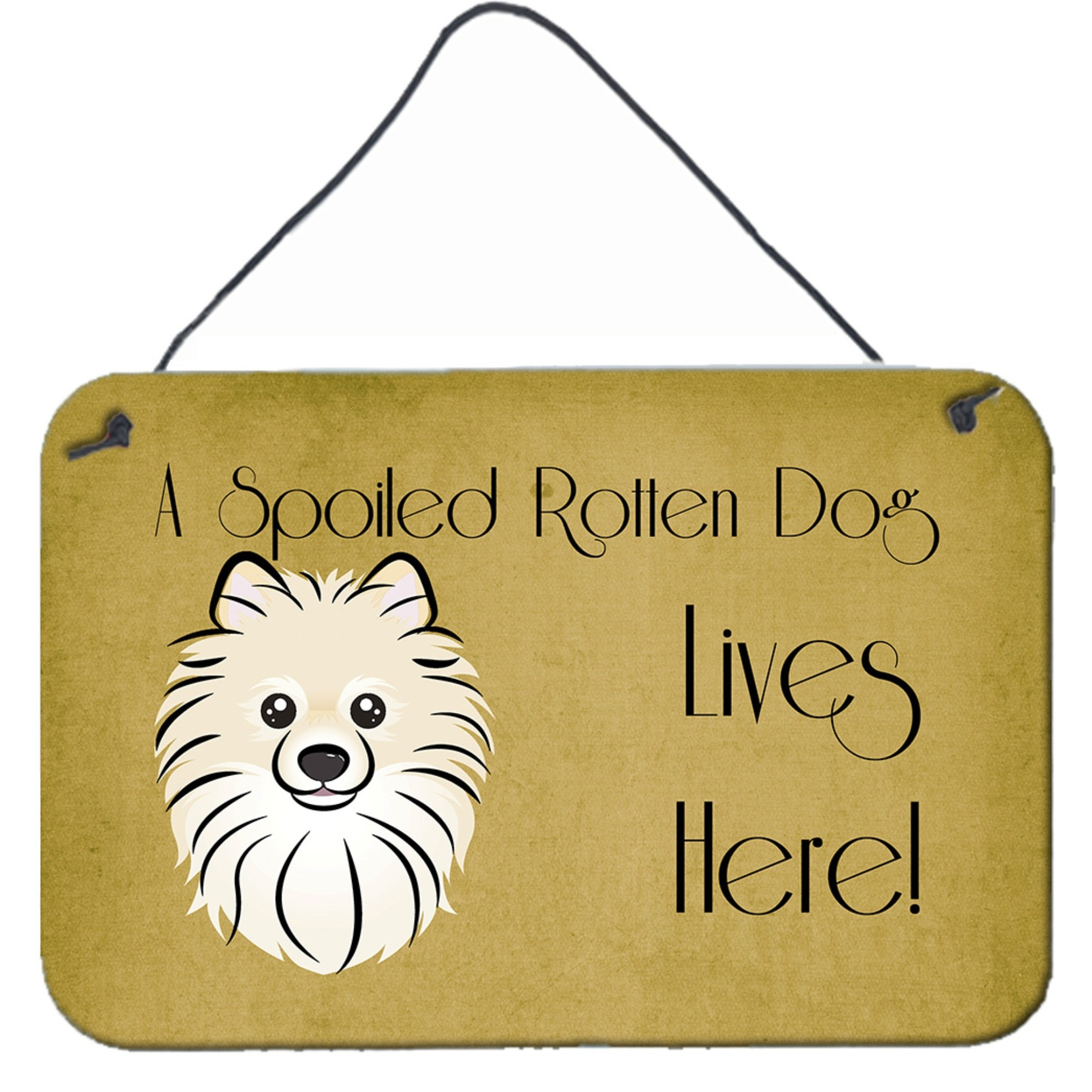 &quotCaroline's Treasures BB1455DS812 Pomeranian Spoiled Dog Lives Here Wall or Door Hanging Prints, 8 x 12"", Multicolor"