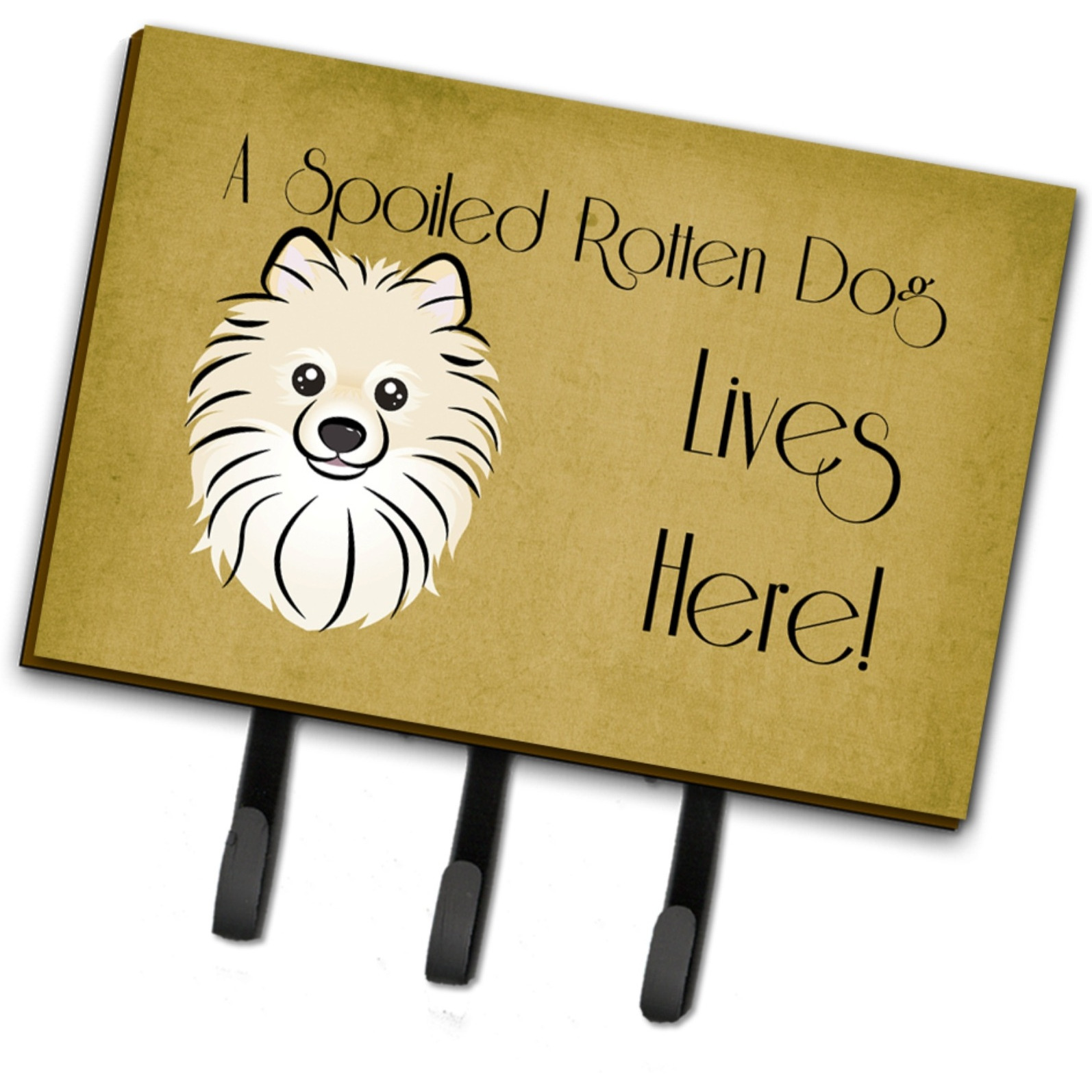 &quotCaroline's Treasures BB1455TH68 Pomeranian Spoiled Dog Lives Here Leash or Key Holder, Large, Multicolor"