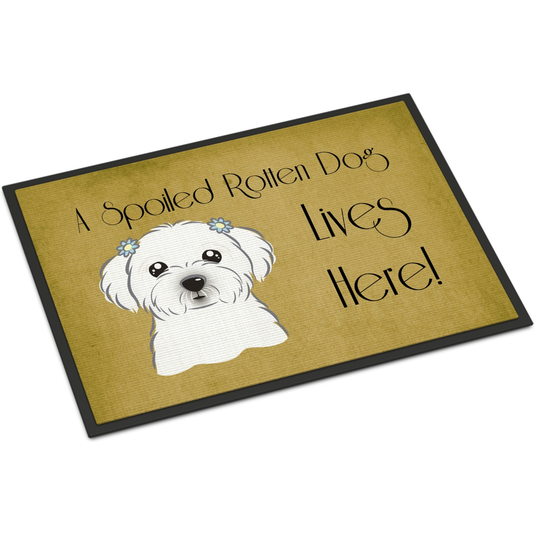 &quotCaroline's Treasures BB1456JMAT Maltese Spoiled Dog Lives Here Indoor or Outdoor Mat, 24 x 36"", Multicolor"