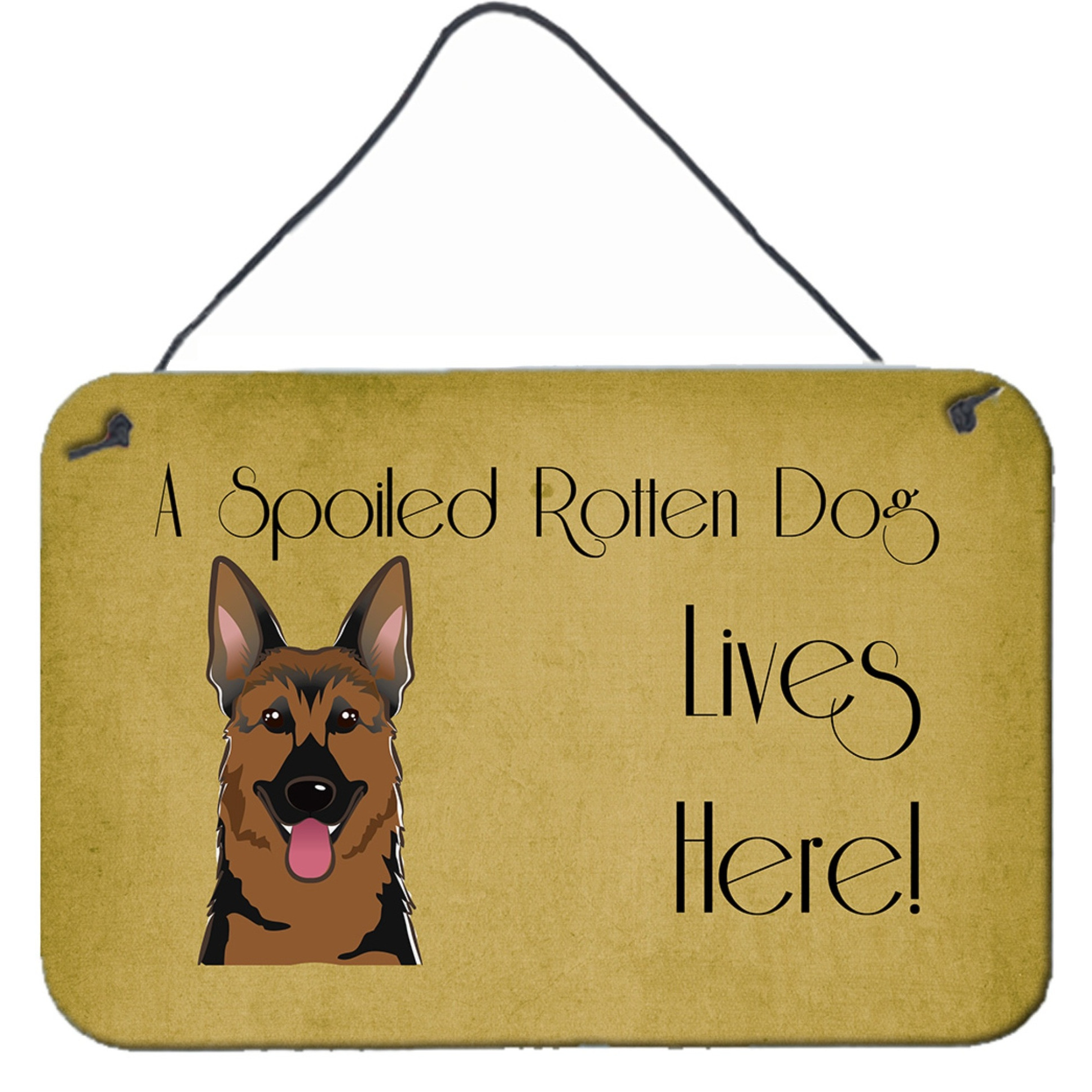 &quotCaroline's Treasures BB1459DS812 German Shepherd Spoiled Dog Lives Here Wall or Door Hanging Prints, 8 x 12"", Multicolor"