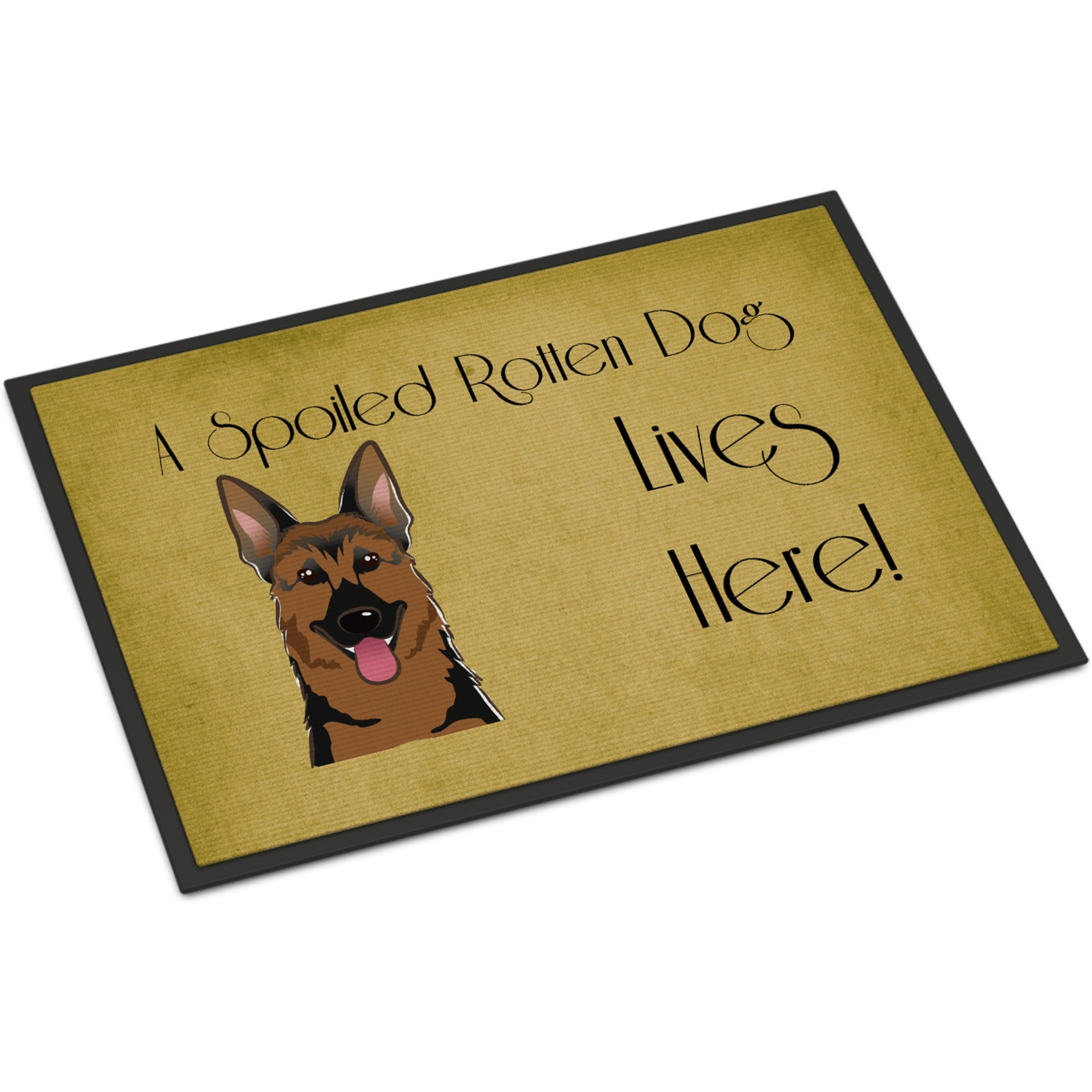 &quotCaroline's Treasures BB1459MAT German Shepherd Spoiled Dog Lives Here Indoor or Outdoor Mat, 18 x 27"", Multicolor"