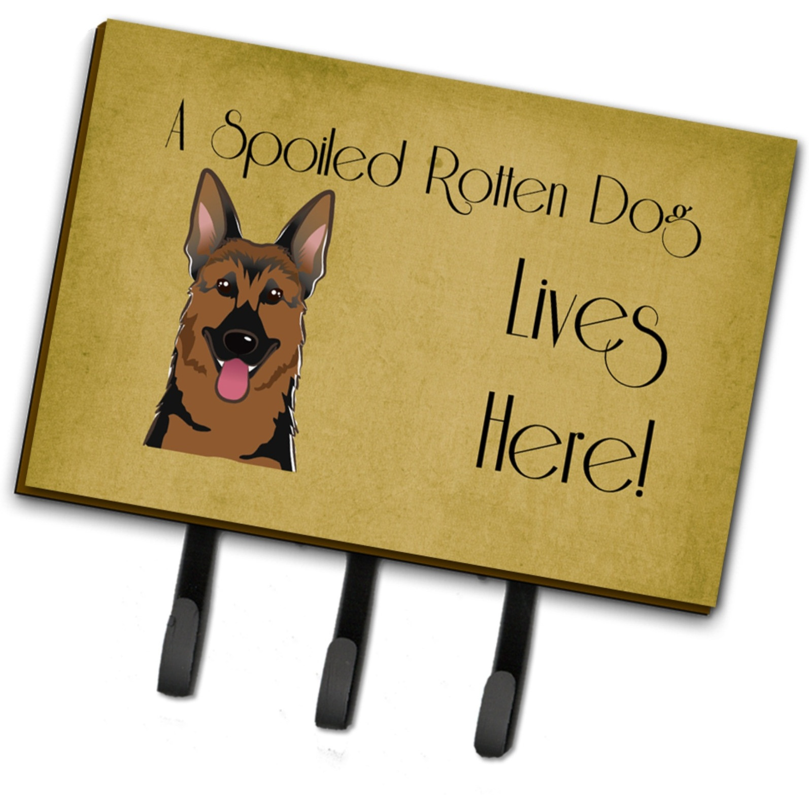 &quotCaroline's Treasures BB1459TH68 German Shepherd Spoiled Dog Lives Here Leash or Key Holder, Large, Multicolor"