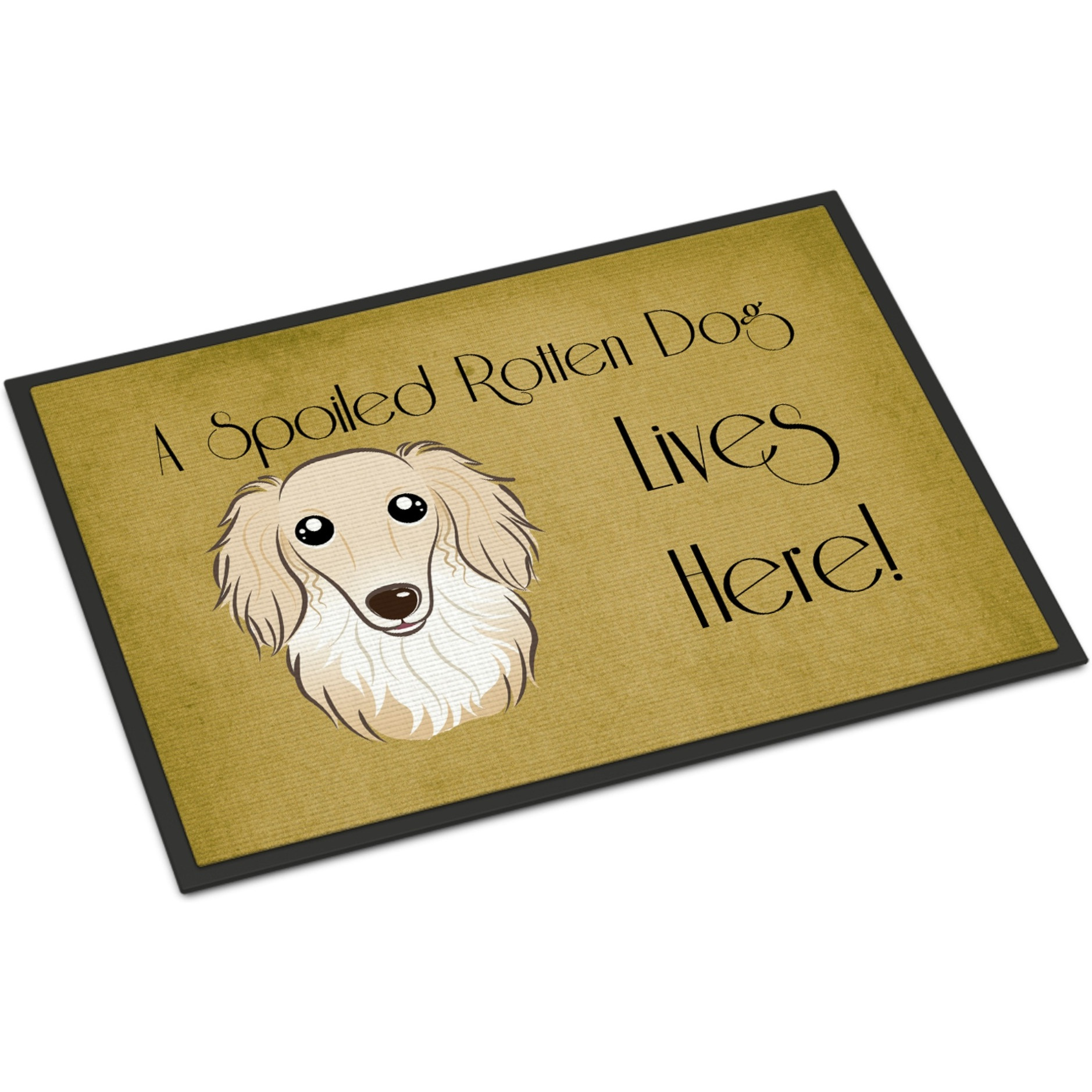 &quotCaroline's Treasures BB1460MAT Longhair Creme Dachshund Spoiled Dog Lives Here Indoor or Outdoor Mat, 18 x 27"", Multicolor"