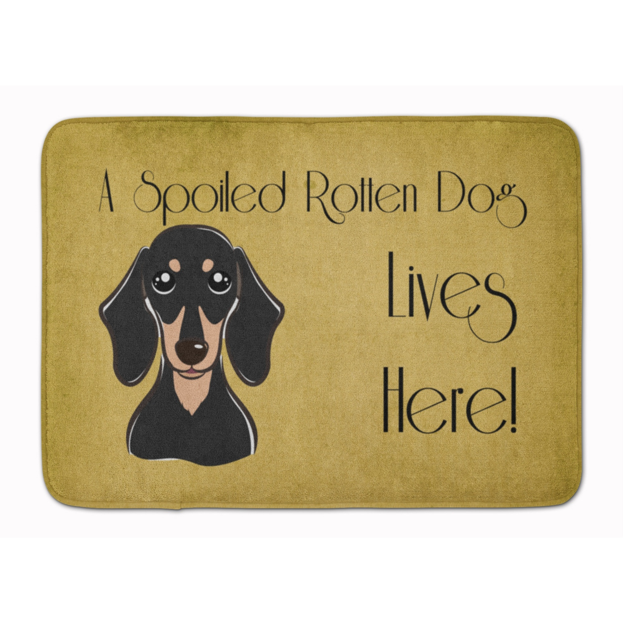 &quotCaroline's Treasures Smooth Black Tan Dachshund Spoiled Dog Floor Mat, 19"" x 27"", Multicolor"