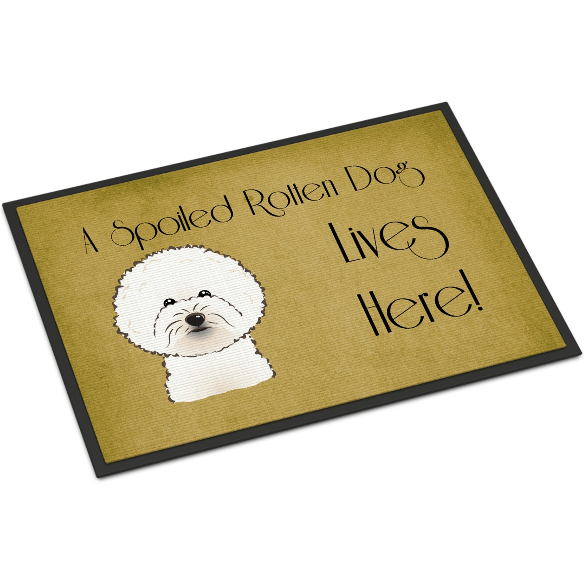 &quotCaroline's Treasures BB1465JMAT Bichon Frise Spoiled Dog Lives Here Indoor or Outdoor Mat, 24 x 36"", Multicolor"